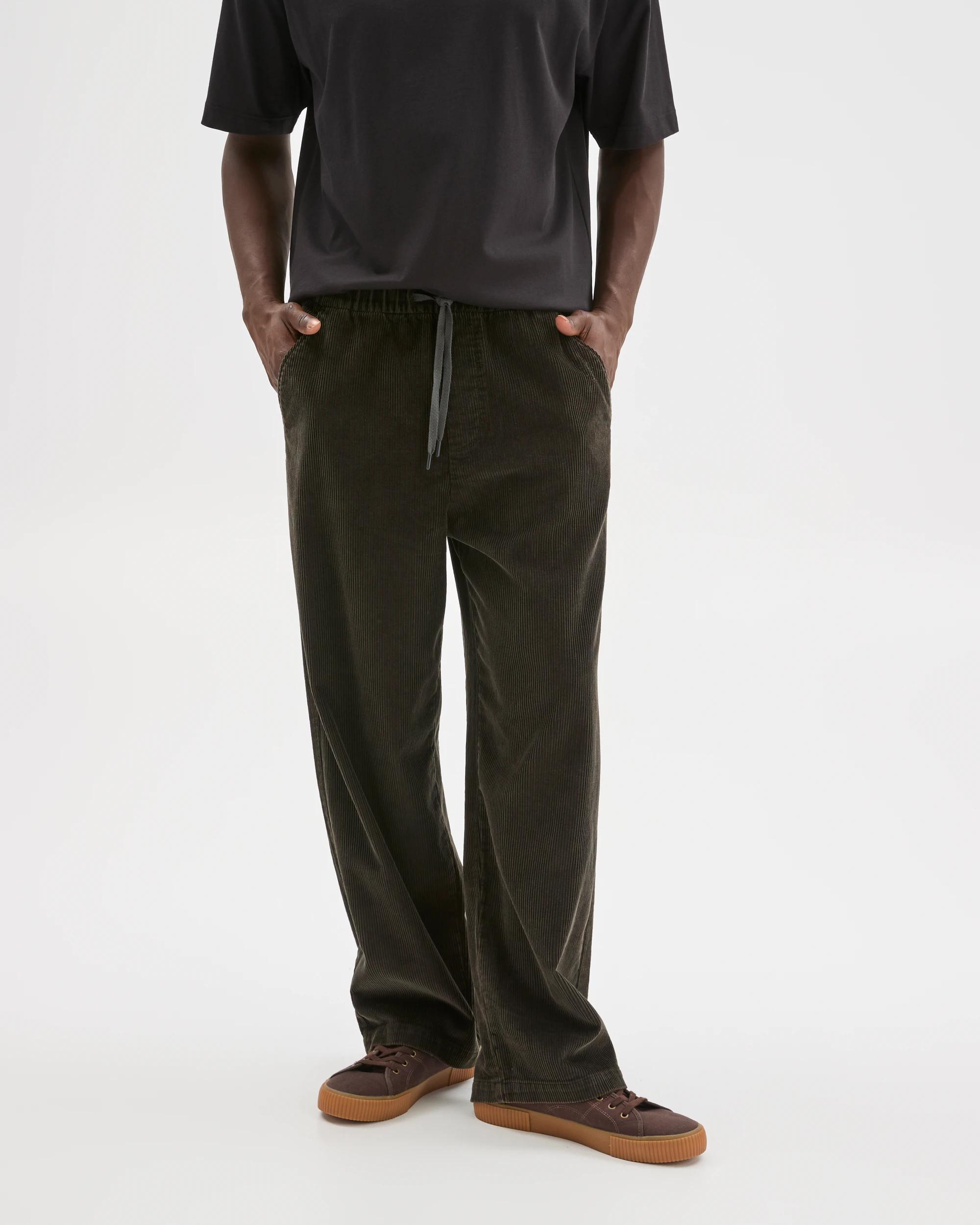 2 Commons Australian Cotton Elastic Waist Loose Fit Corduroy Pants BLACK, 2 of 6