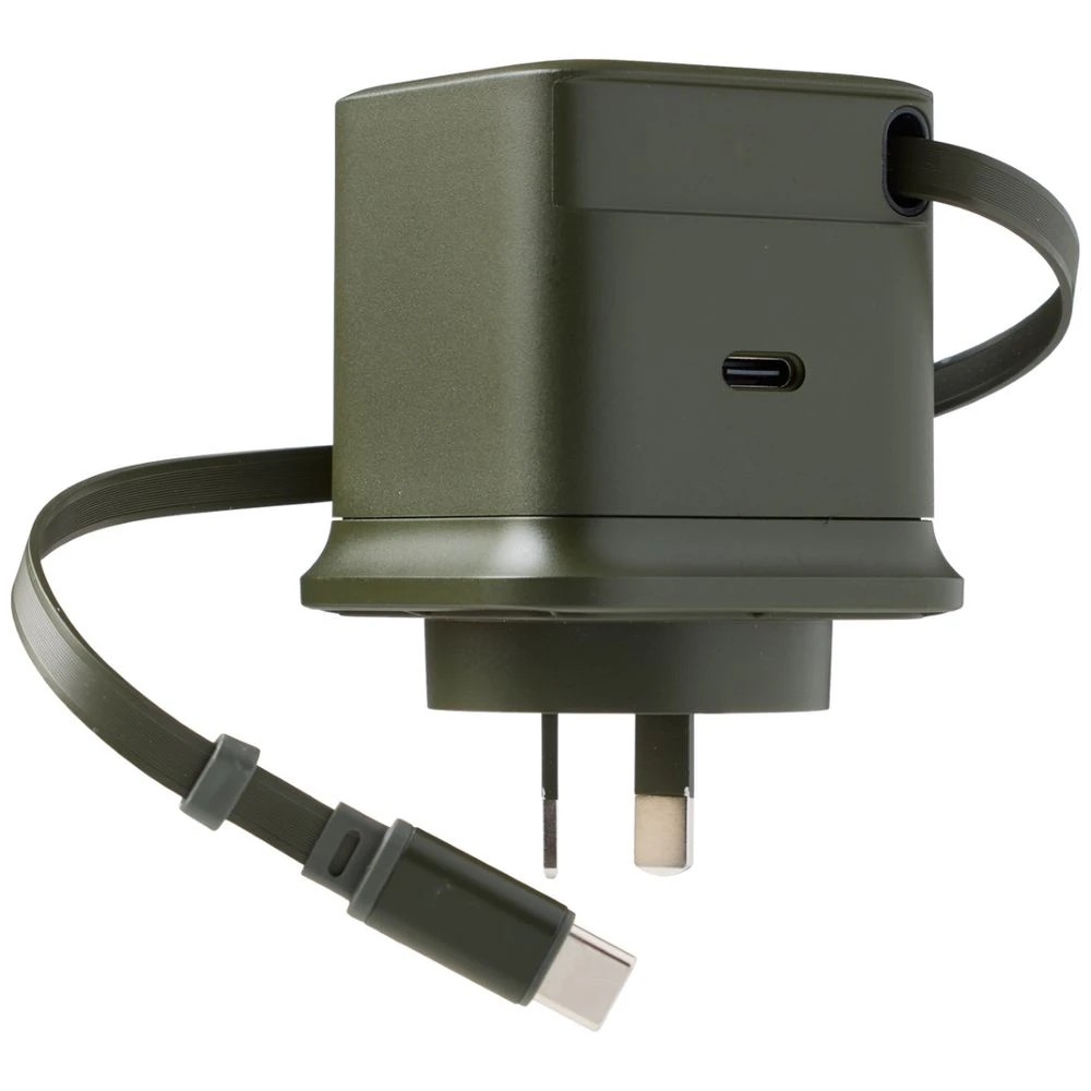 1 Otto OnTheGo 65W GaN Wall Charger w/ Rectractable Cable Green, 1 of 5