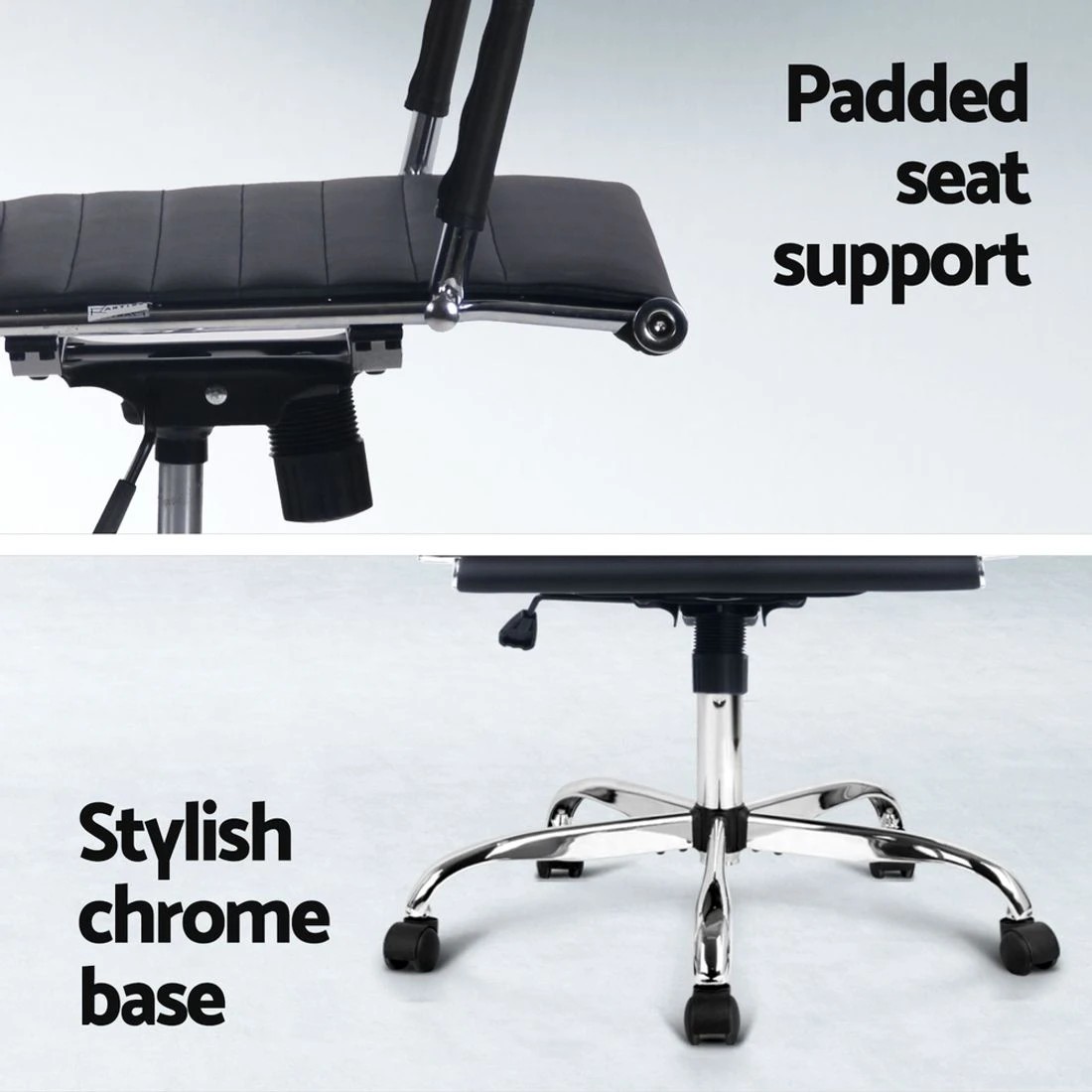 7 Artiss Office Chair Conference Chairs PU Leather Mid Back - Black, 7 of 8