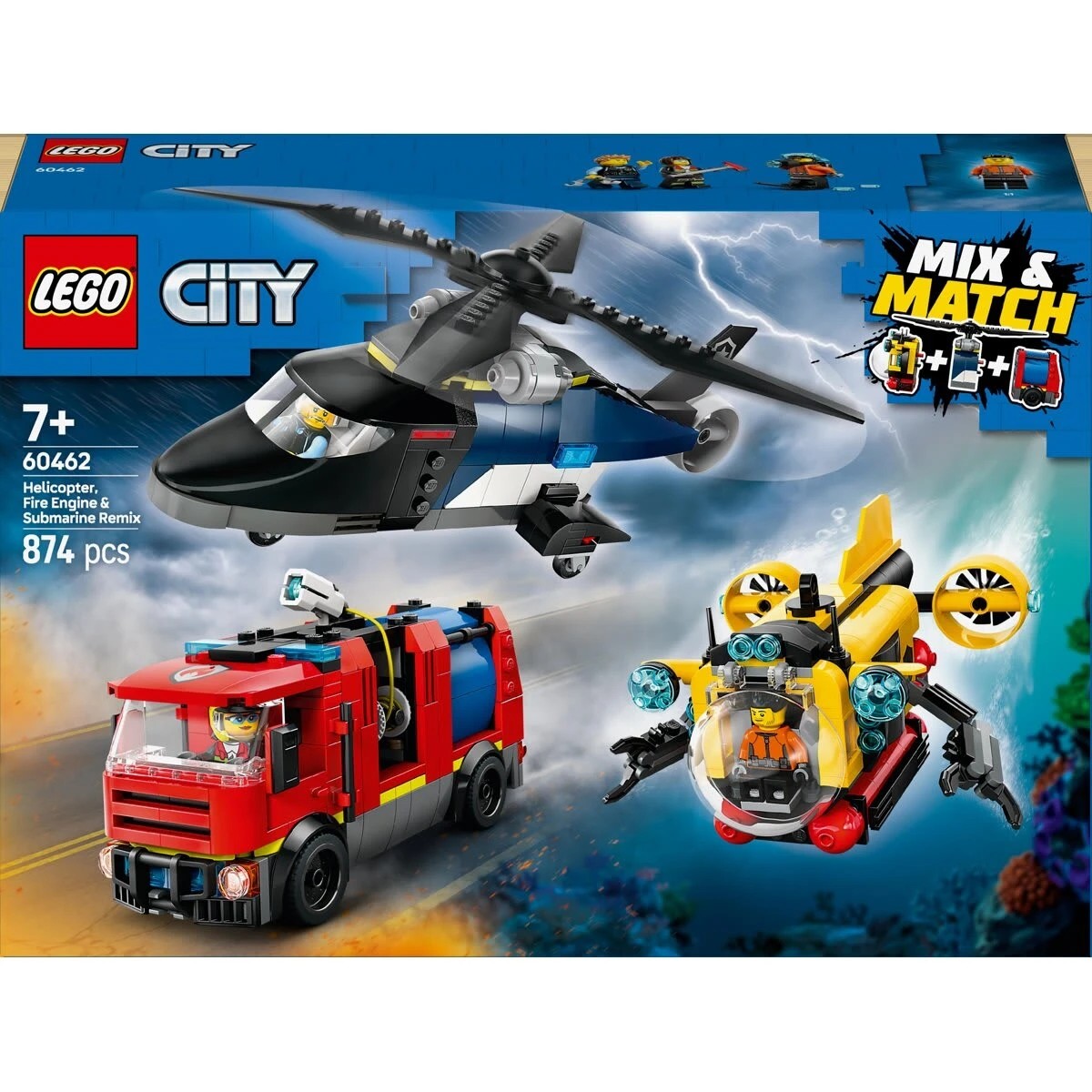 1 LEGO City Helicopter, Fire Engine & Submarine Remix 60462, 1 of 9