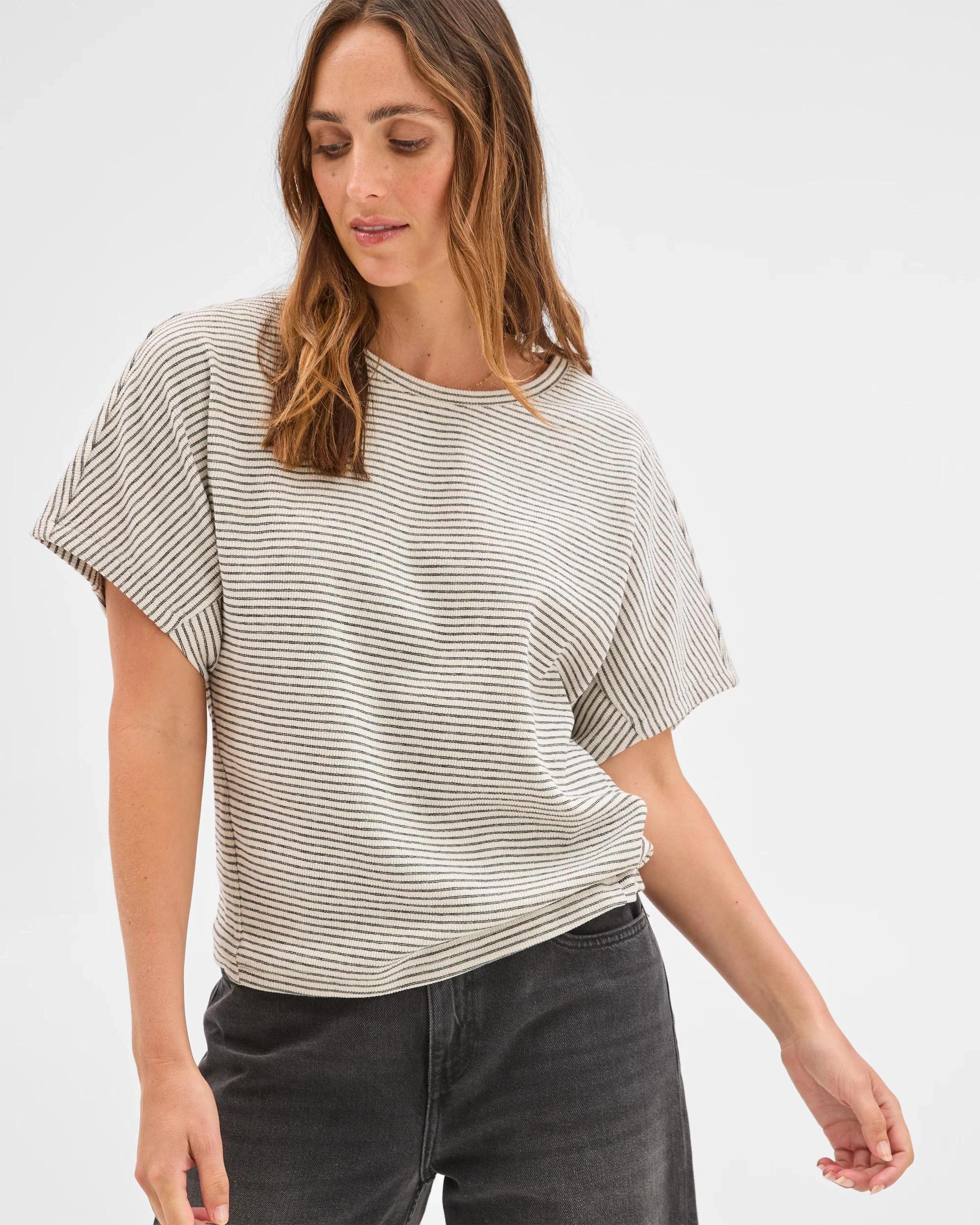 6 Target Woman Spliced Cocoon Boxy T-Shirt STRIPE, 6 of 6