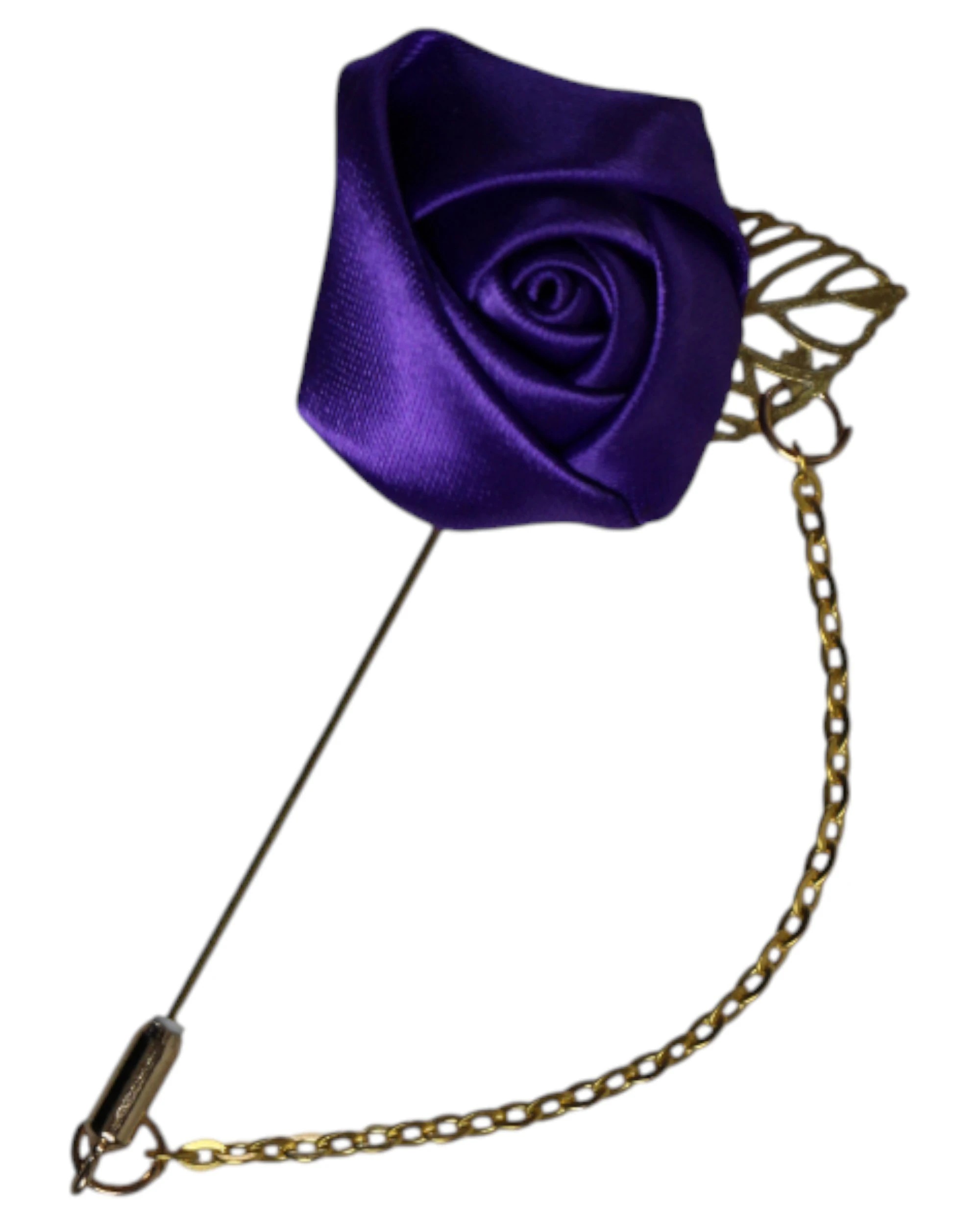 1 Zasel Womens Purple Rose With Gold Leaf Flower Suit Blazer Jacket Lapel Pin - Multi, 1 of 1