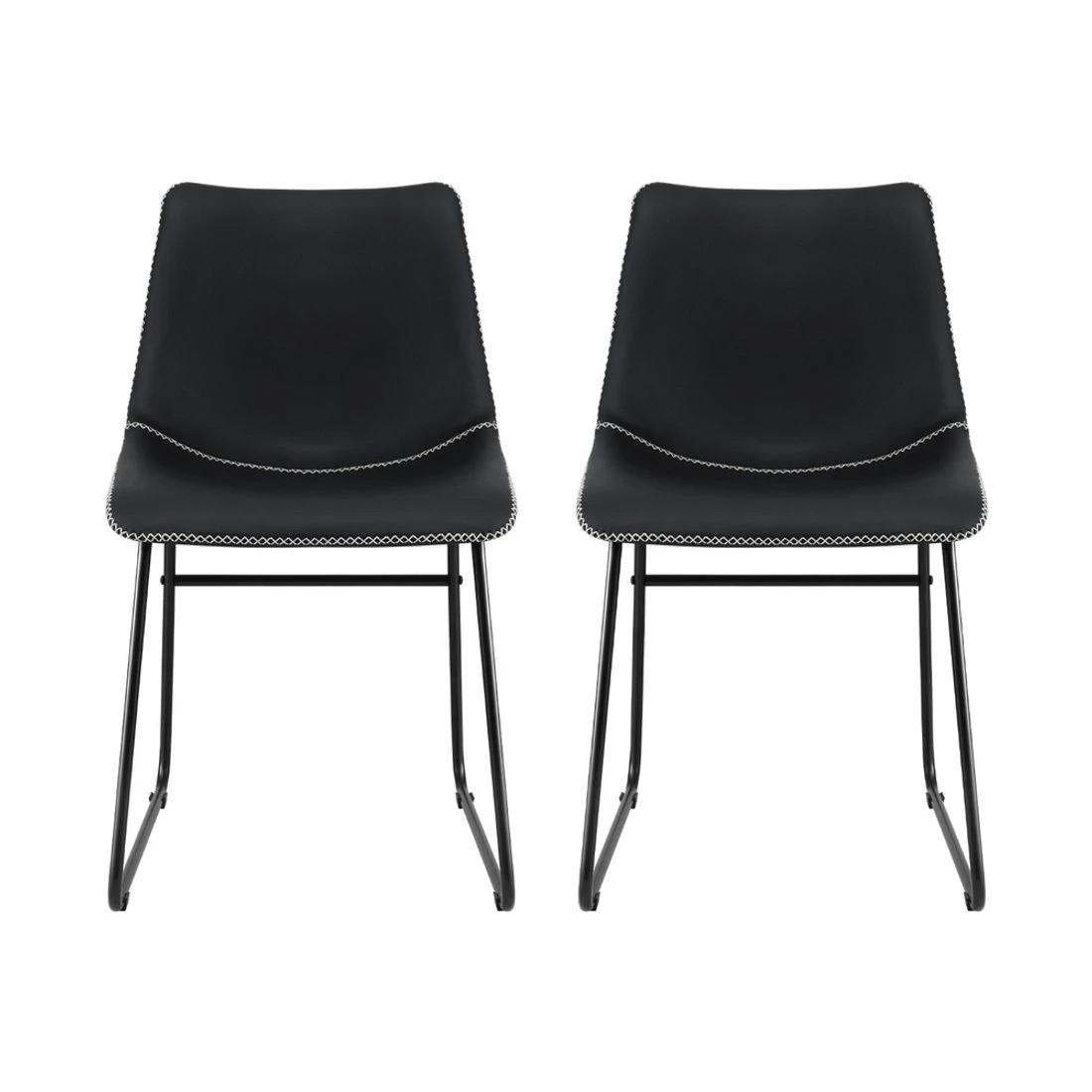 3 Artiss 2x Dining Chairs Retro PU Leather Kitchen Lounge Cafe Accent Chair - Black, 3 of 6