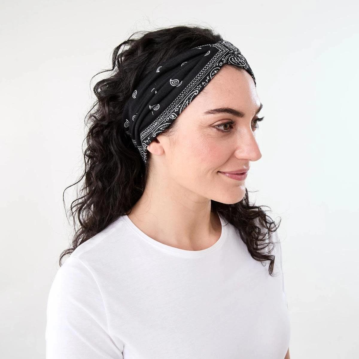 3 Stretch Bandana Headband BLACK, 3 of 4