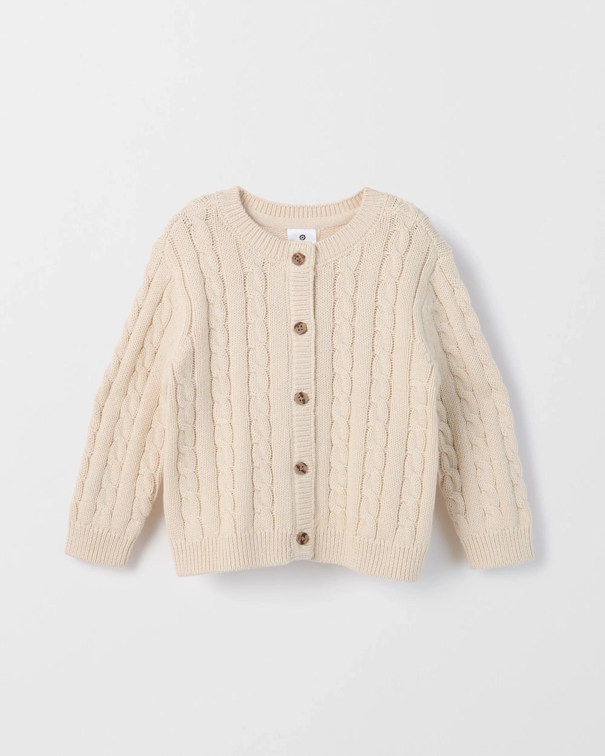 3 Target Baby Baby Organic Cotton Cable Knit Cardigan CREAM, 3 of 4