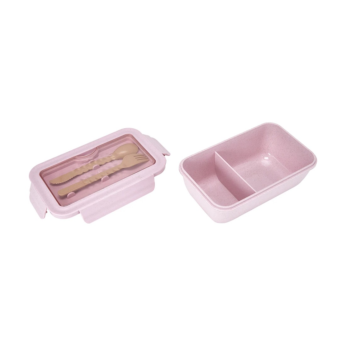 3 Pink Wheat Straw Lunch Box with Cutlery, 3 of 5