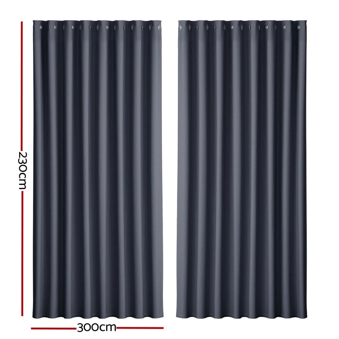 3 Artiss 2X Blockout Curtains Eyelet 300x230cm - Charcoal, 3 of 7