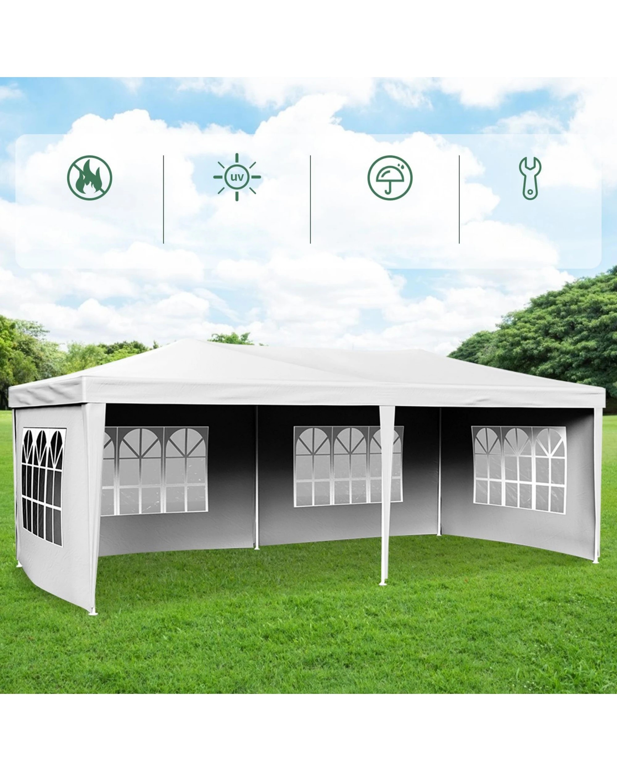 2 Advwin 3x6m Marquee Gazebo Outdoor Wedding Canopy Tent - White, 2 of 7