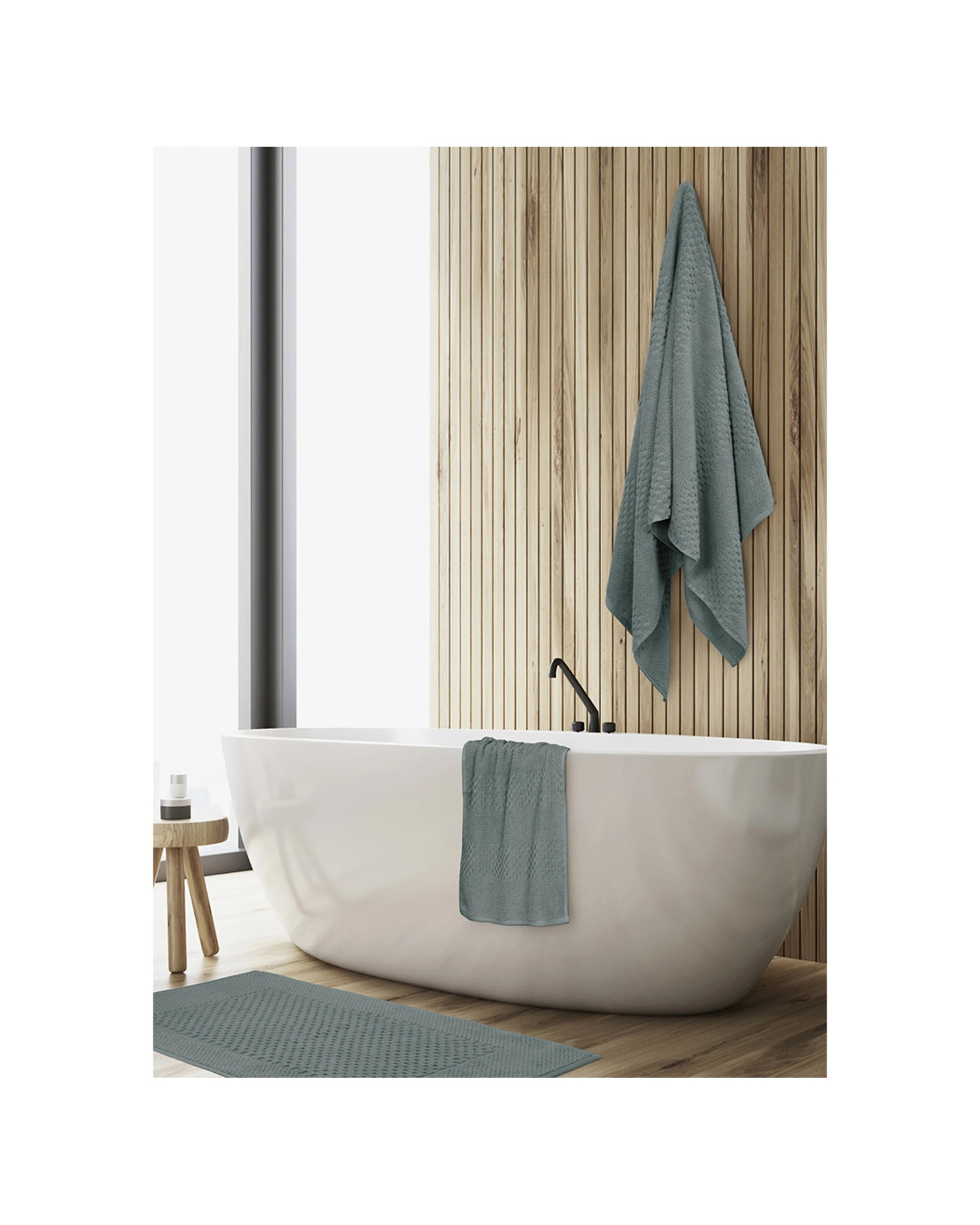 3 Algodon 100% Cotton Bathroom Hand Towel 40x70cm - Green, 3 of 3
