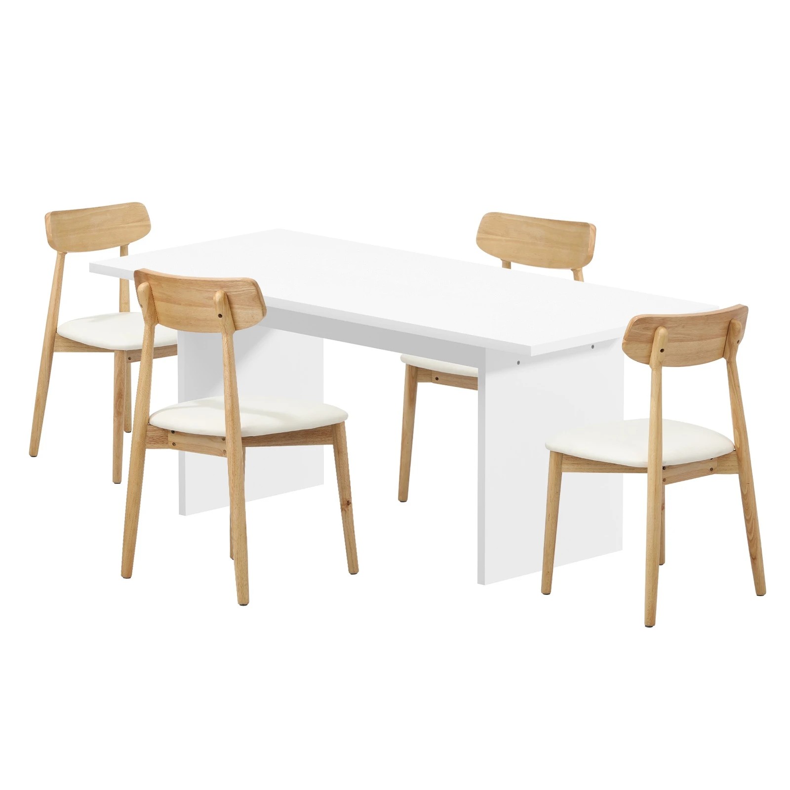 7 Oikiture 4-Seater Dining Table and Chairs Wooden Furniture Set - Natural, 7 of 9