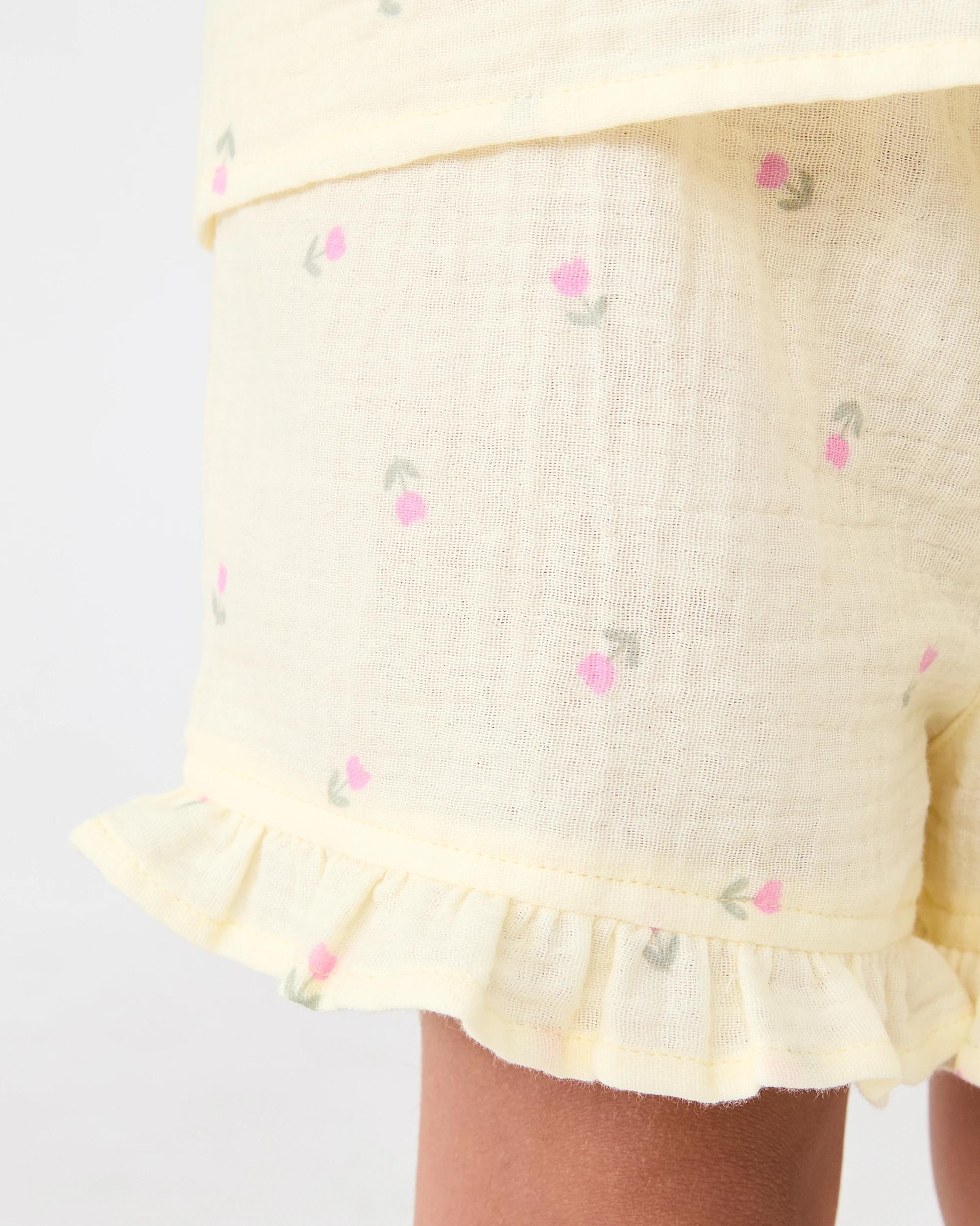 5 Short Sleeve Woven Frill Pyjama Set Ylw Tulip, 5 of 6