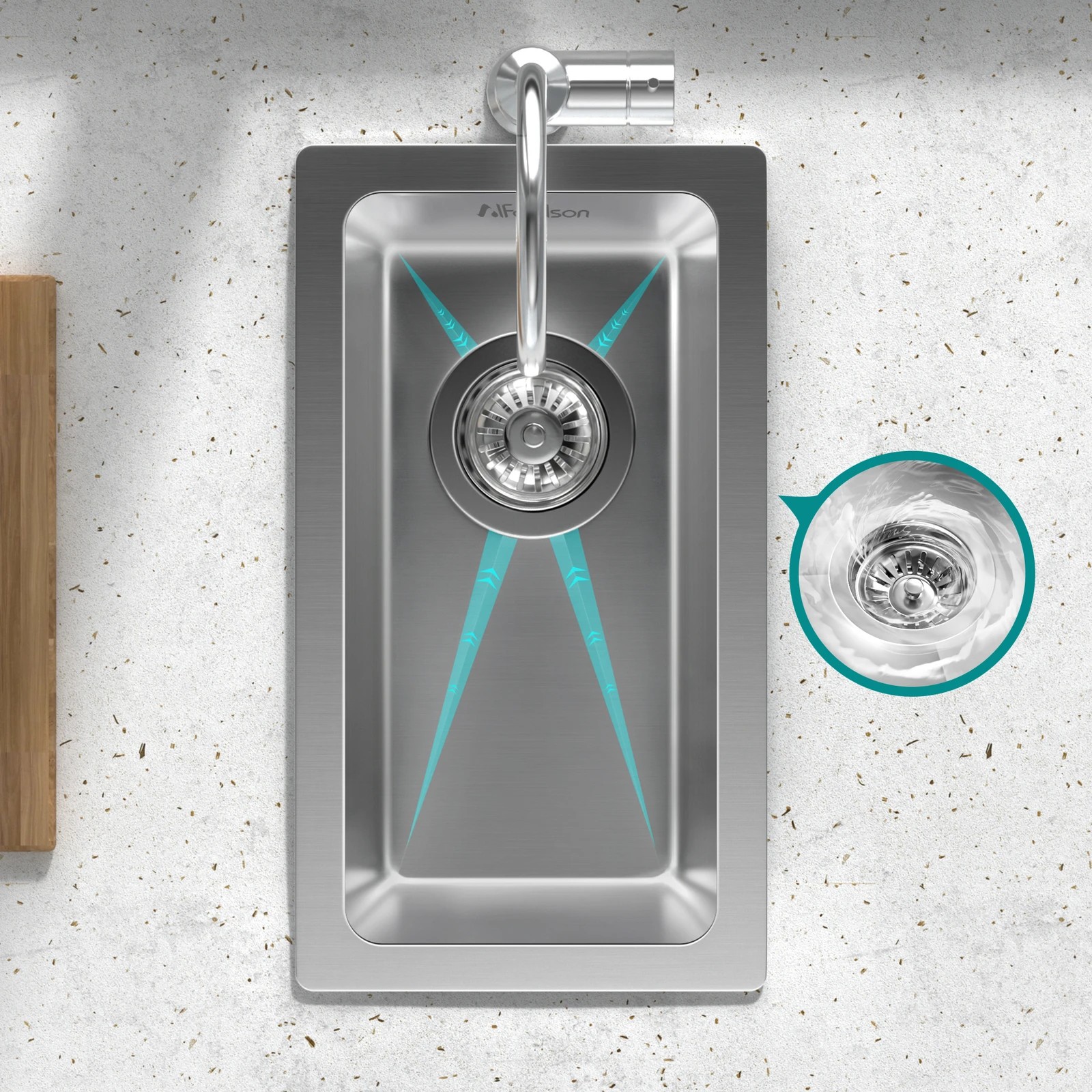 4 Alfordson Kitchen Sink 25x45cm Stainless Steel Basin Single Bowl - Silver, 4 of 8