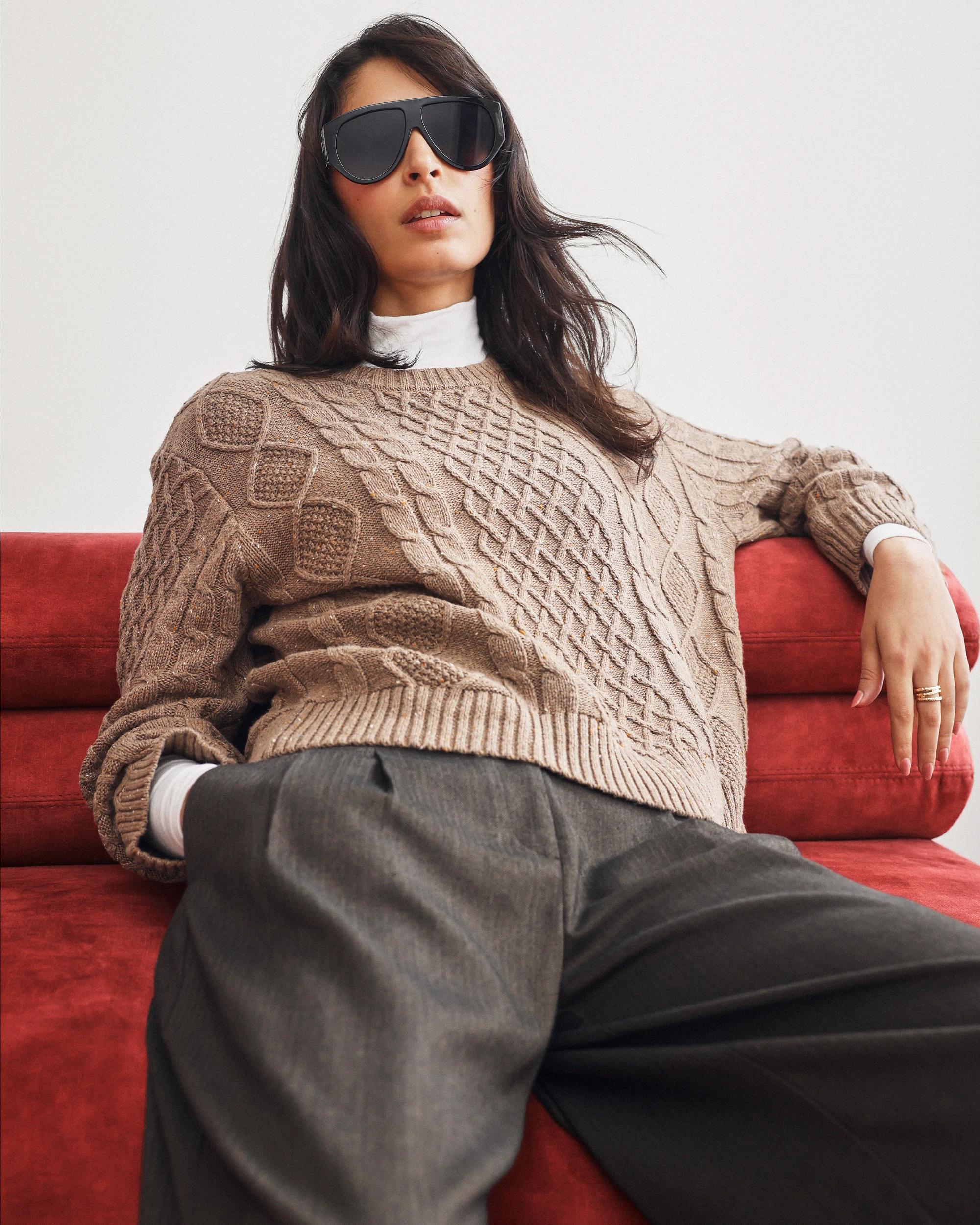 8 Target Woman Australian Cotton Blend Cable Knit Sweater PARTRIDGE, 8 of 9