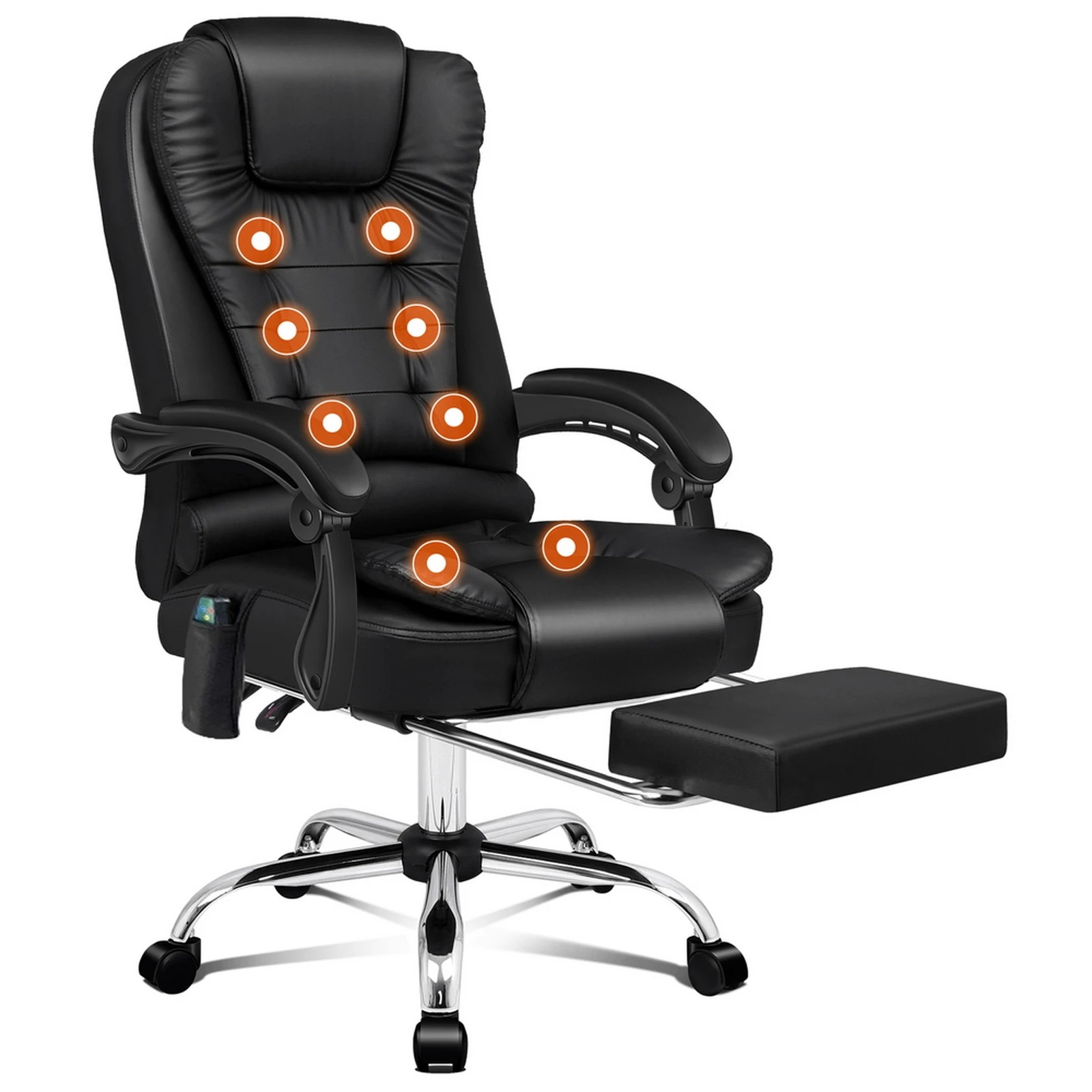 1 Alfordson Massage Office Chair Heated Seat Executive Gaming Racer PU Leather - Black, 1 of 10