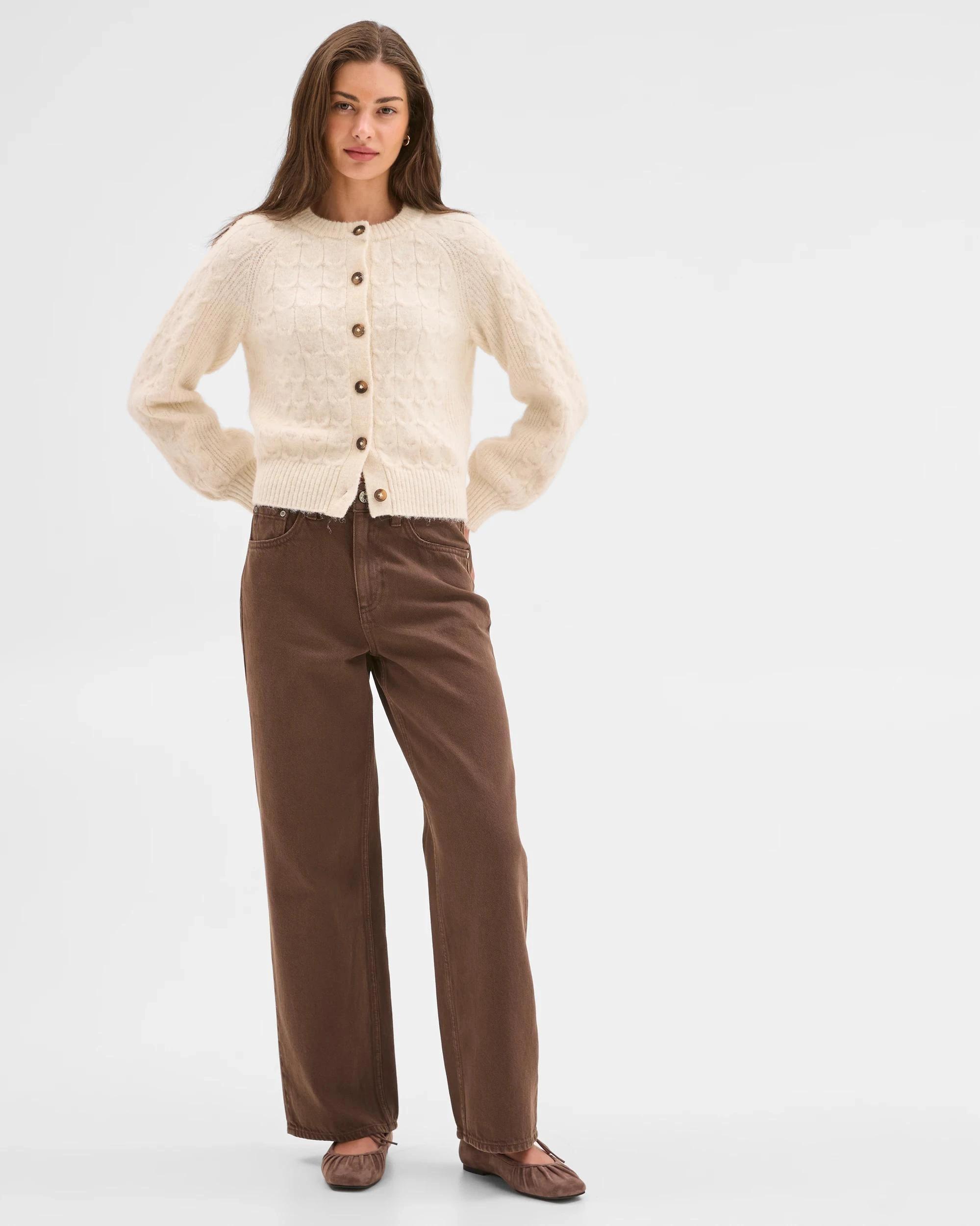 2 Target Petites Petites Showstopper Cable Knit Cardigan CREAM, 2 of 6