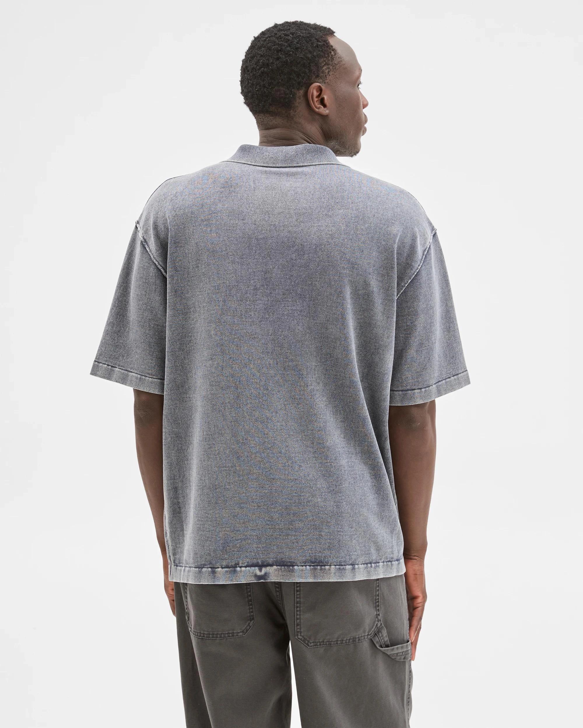 4 Commons Australian Cotton Knit Polo Top BLUE STONE, 4 of 6