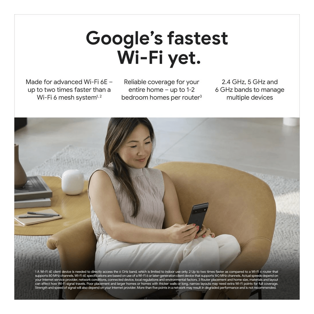 6 Google Nest Wifi Pro Home Mesh Wi-Fi 6E System White, 6 of 10