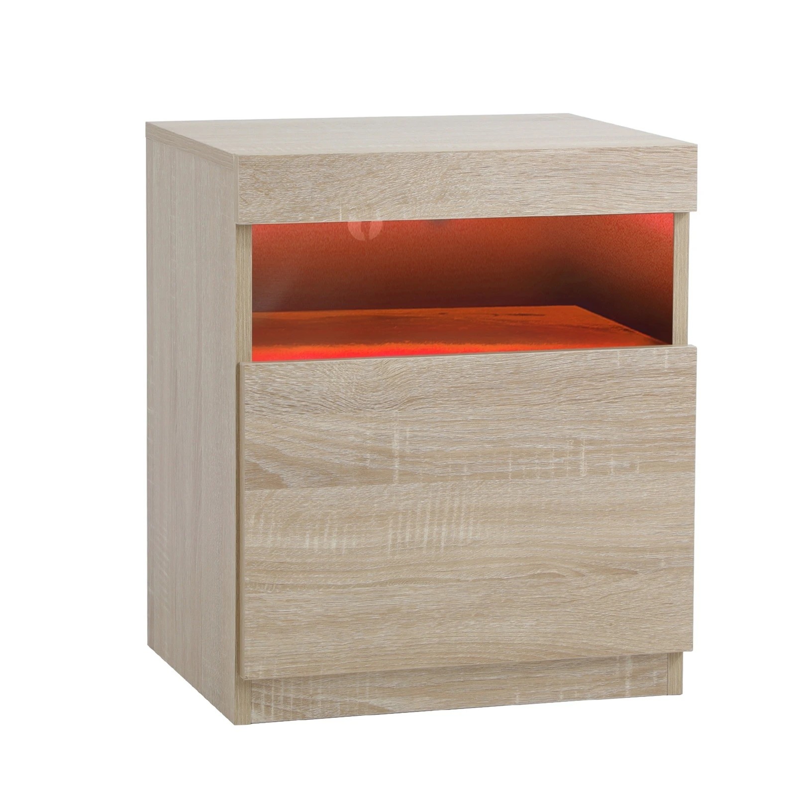 5 Oikiture Bedside Tables Set of 2 LED Nightstand Shelf Side End Table - Natural, 5 of 7