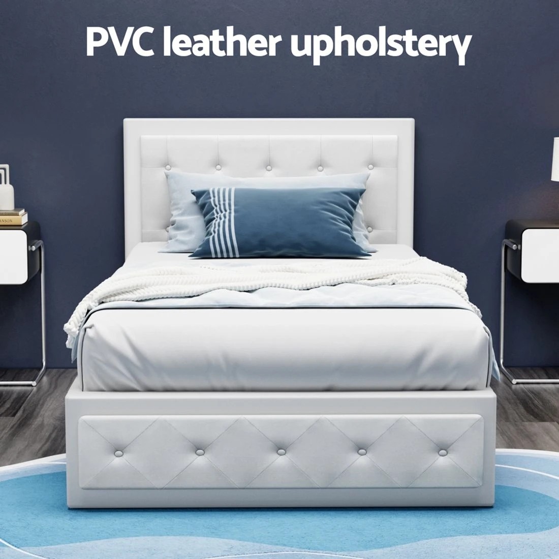 4 Artiss Bed Frame King Single Size Gas Lift
 - White, 4 of 4