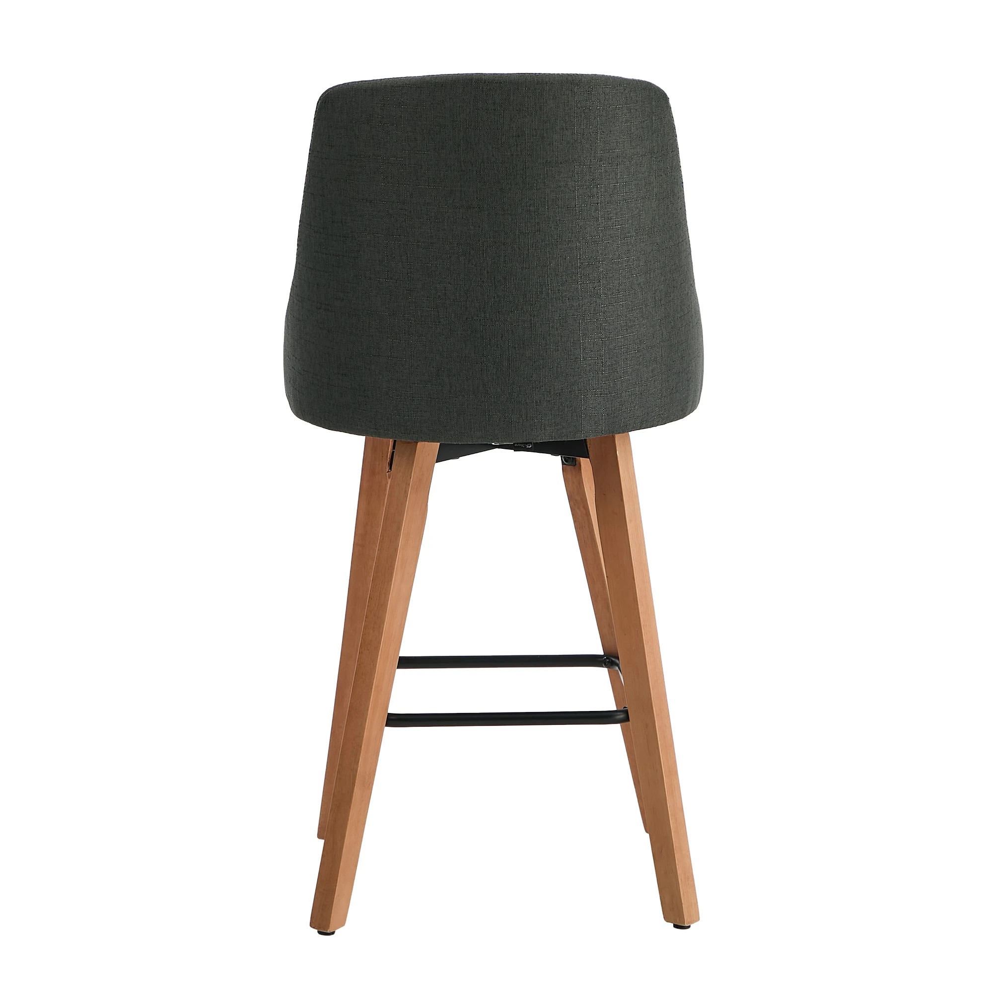8 Oikiture 2x Bar Stools Swivel Wooden - Grey, 8 of 8