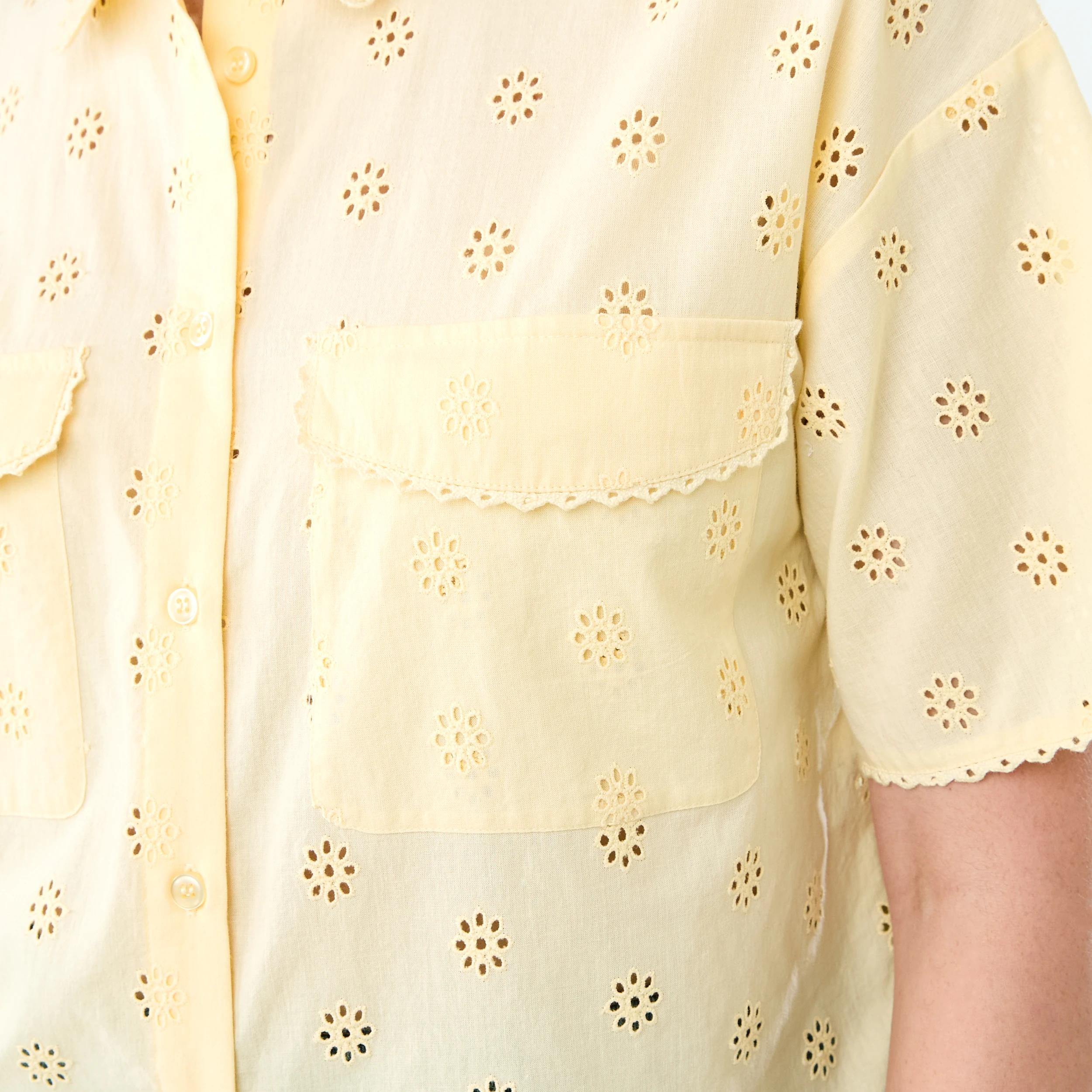 6 Short Sleeve Broderie Shirt Fln Yellow, 6 of 7