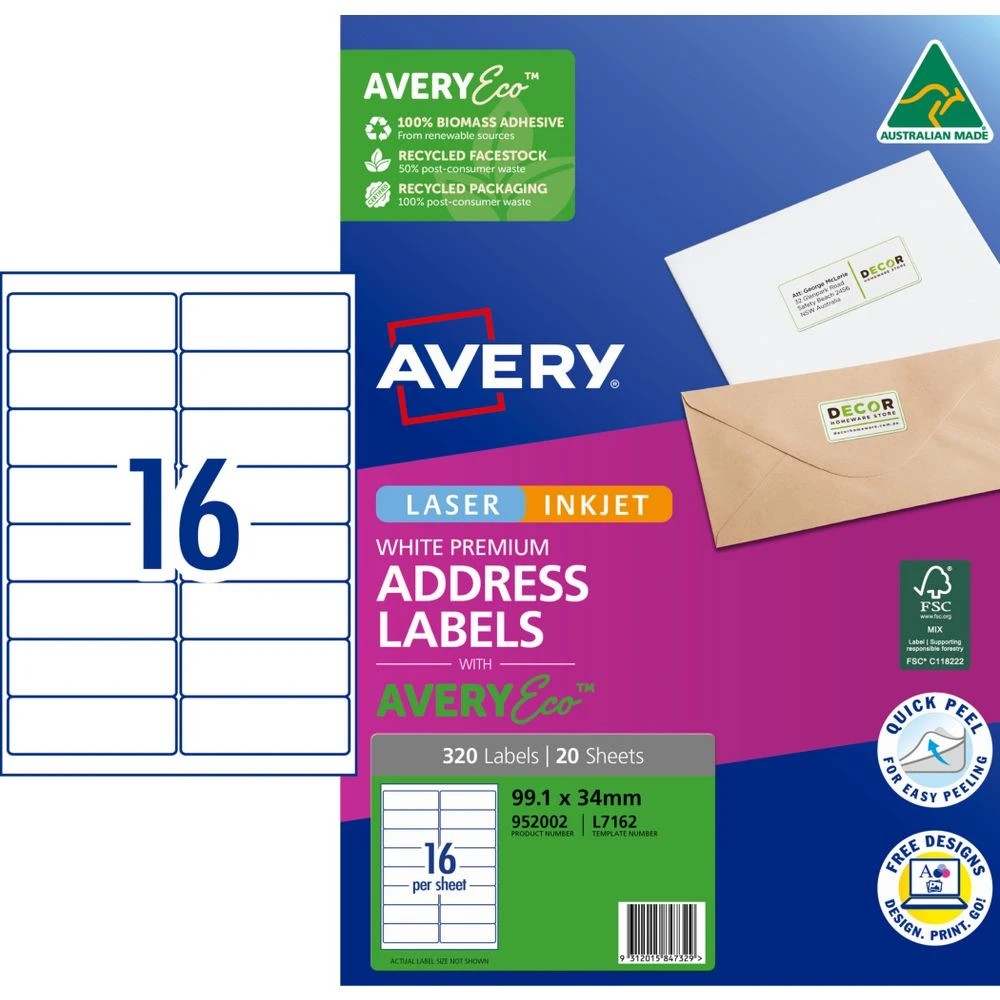 1 Avery Premium White Addressing Labels AveryEco 16UP 20 Sheets, 1 of 10