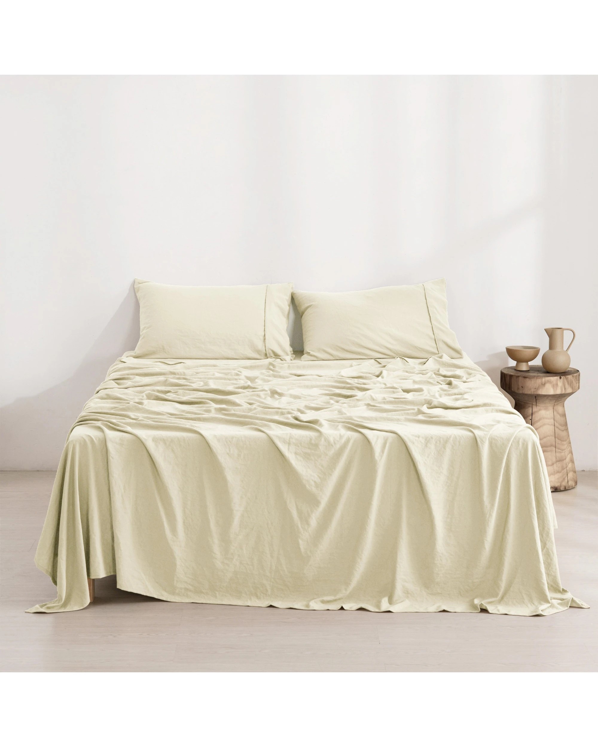 1 Dreamaker Superfine Washed Microfibre Sheet Set - Natural, 1 of 7