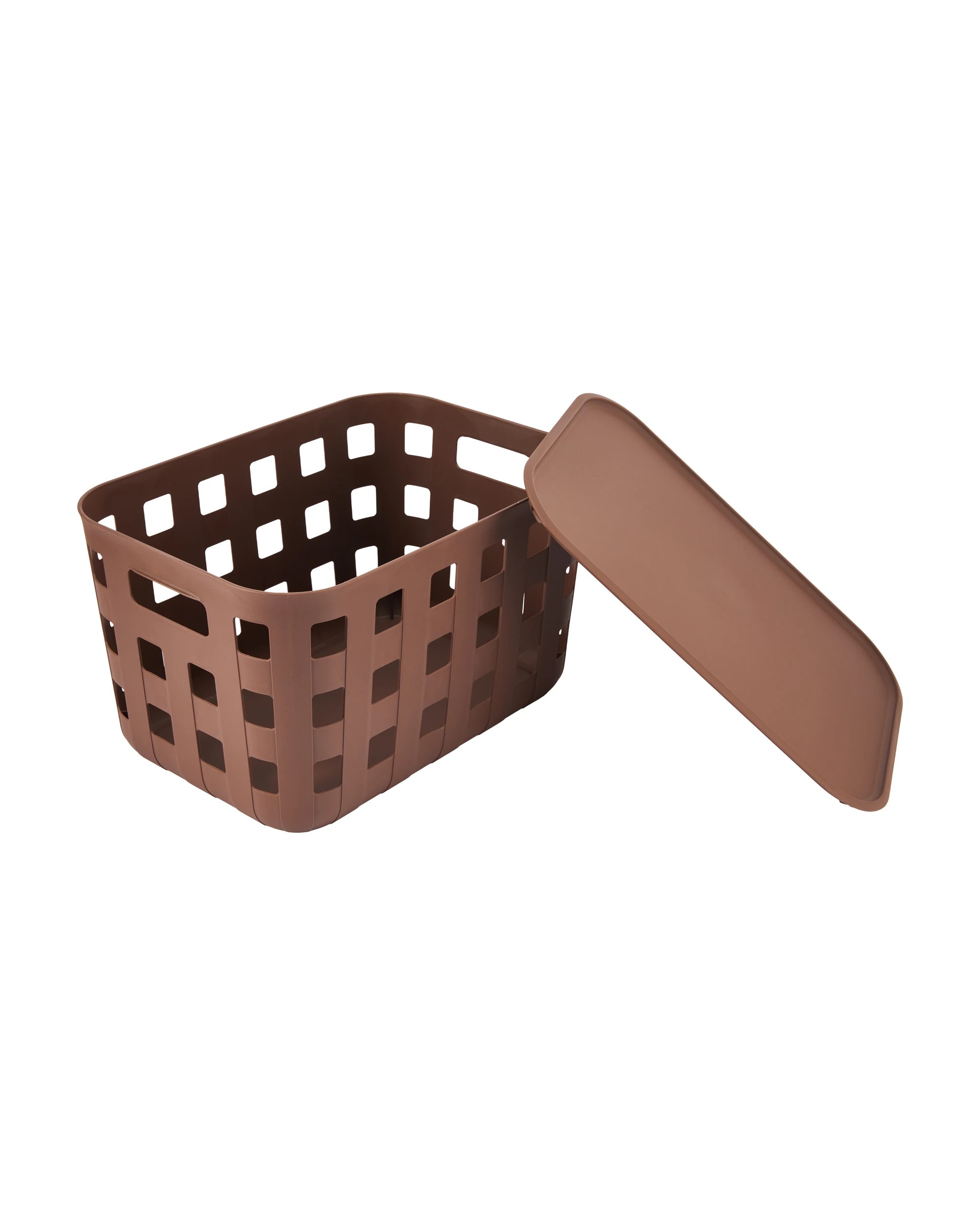 3 18L Rectangle Trellis Basket with Lid - Chocolate, 3 of 8