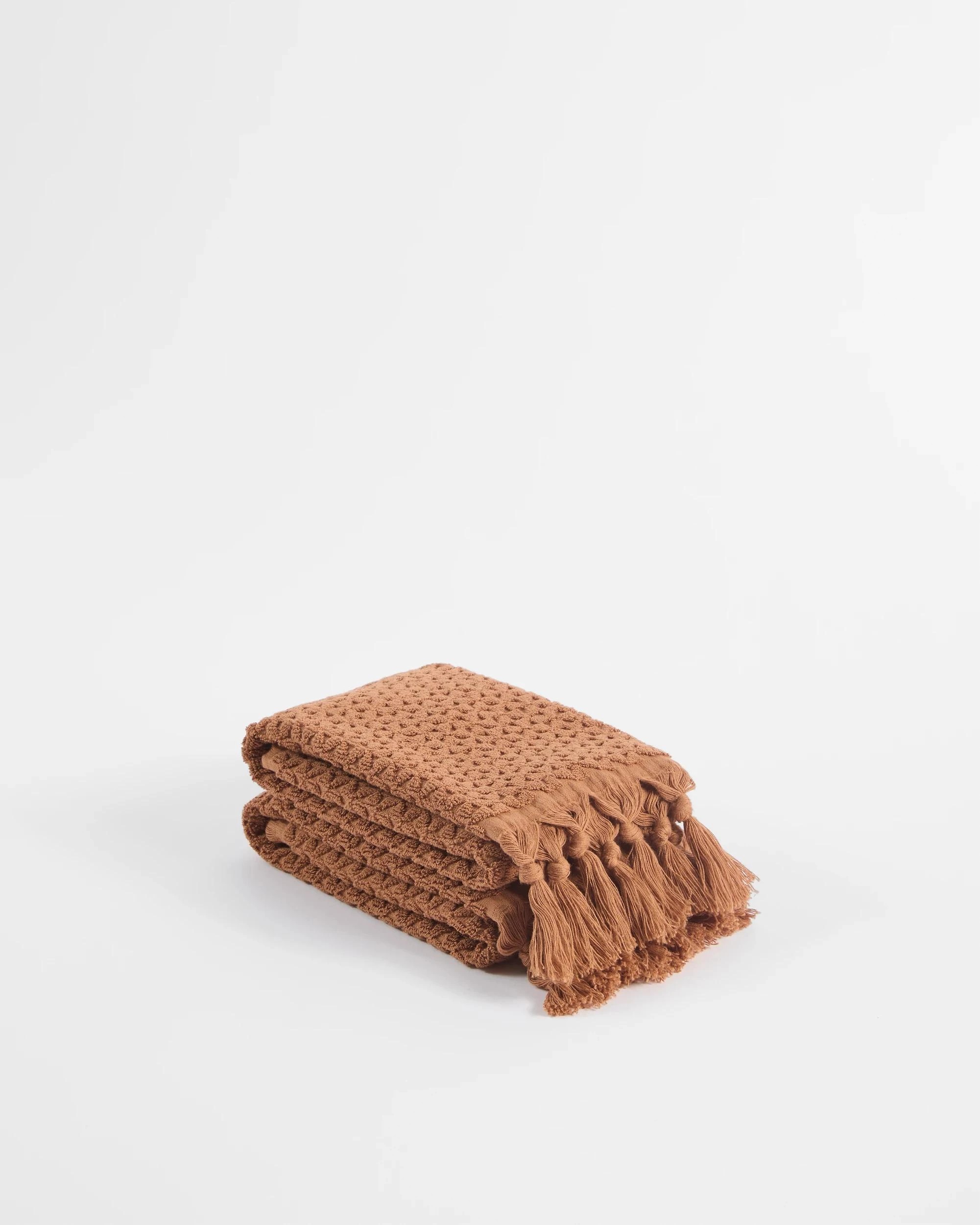 1 Target Laynie Australian Cotton Textured Hand Towel 2 Pack - Brown, 1 of 4