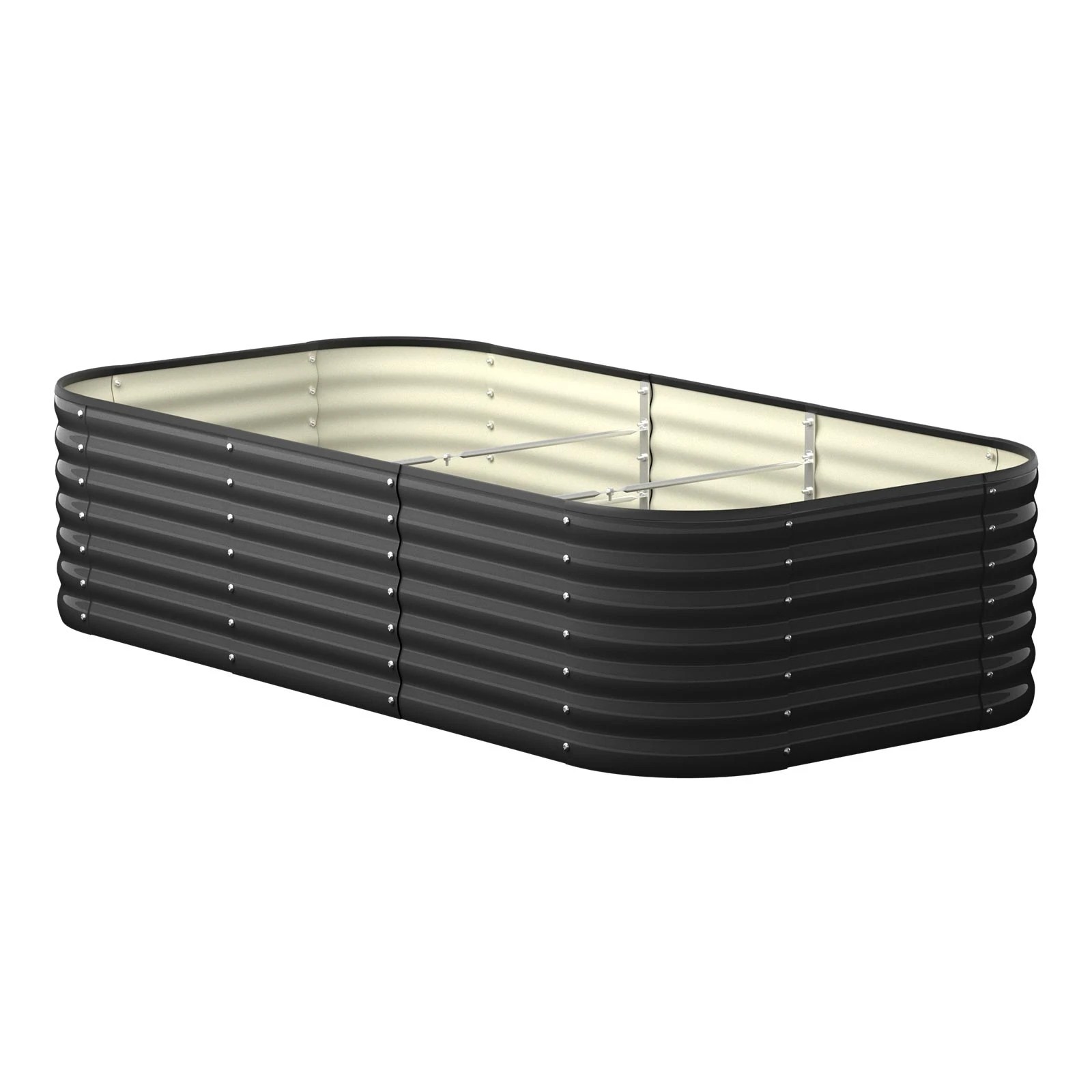 1 Livsip 9-IN-1 Raised Garden Bed Modular Kit Planter Oval Galvanised Steel 56CM H - Grey, 1 of 7