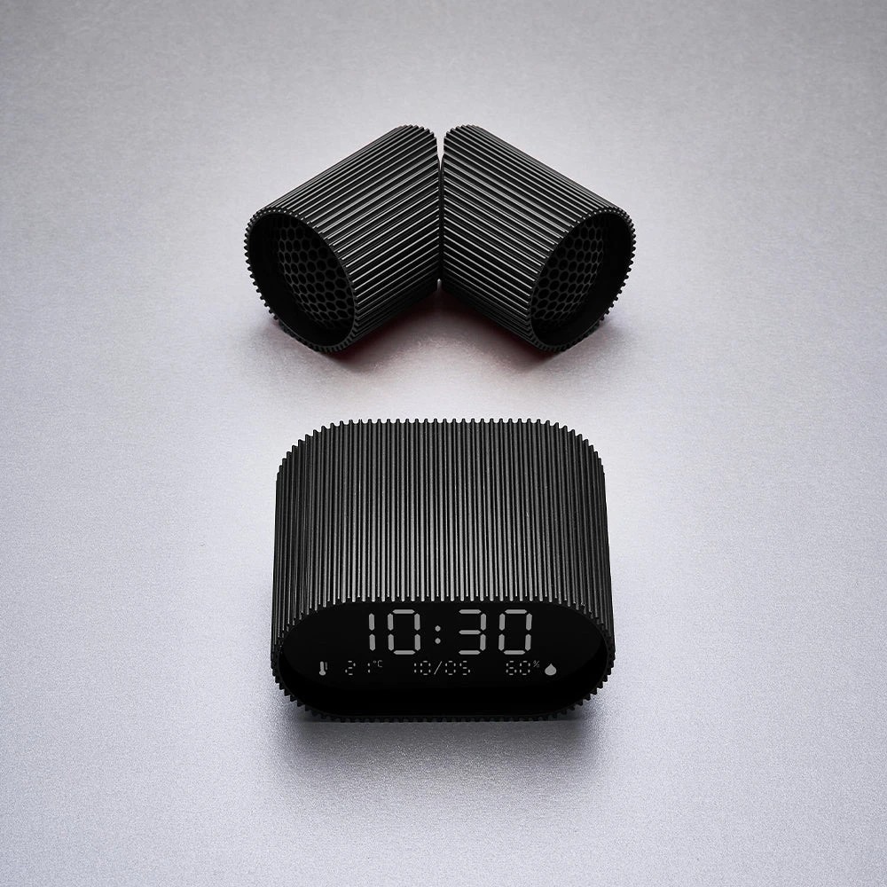 6 Lexon Ray Clock Lcd Alarm Clock With Temperature / Humidity Display - Black - Black, 6 of 6
