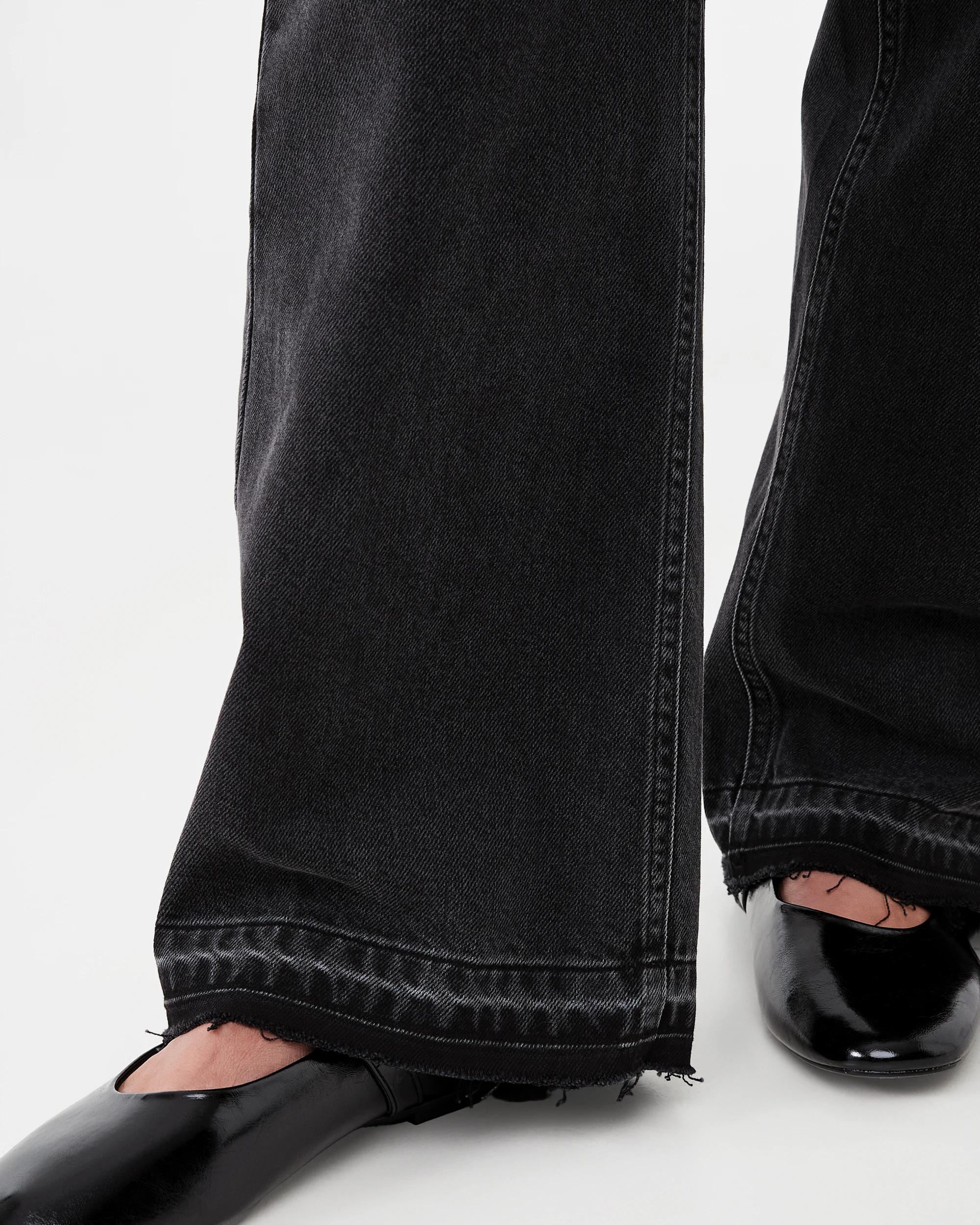 9 Straight Leg Undone Hem Jeans Black Wash, 9 of 9