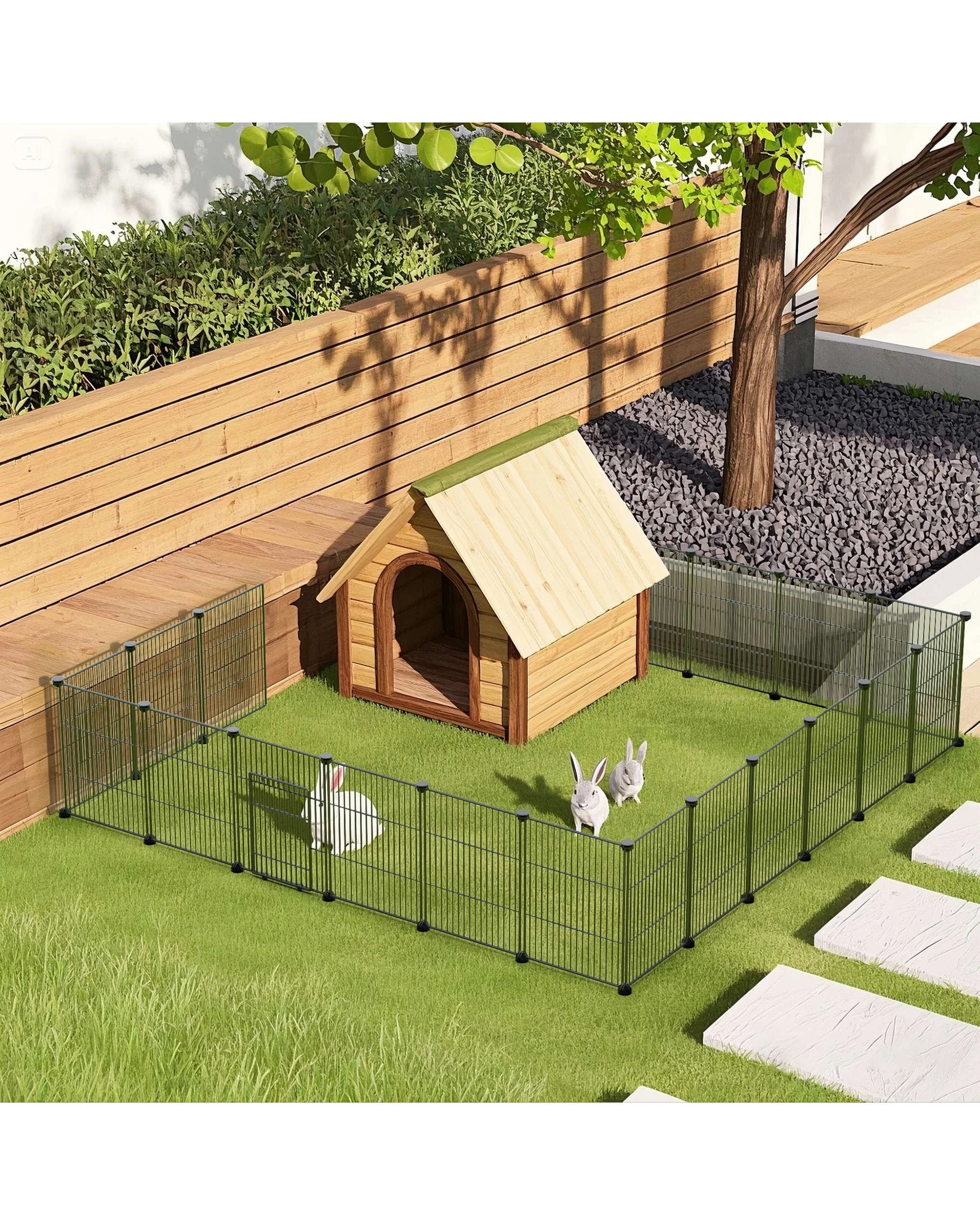 6 Advwin Rabbit Hutch Bunny Cage + 20 Panel Pet Playpen Pet Fence Enclosure, 6 of 8