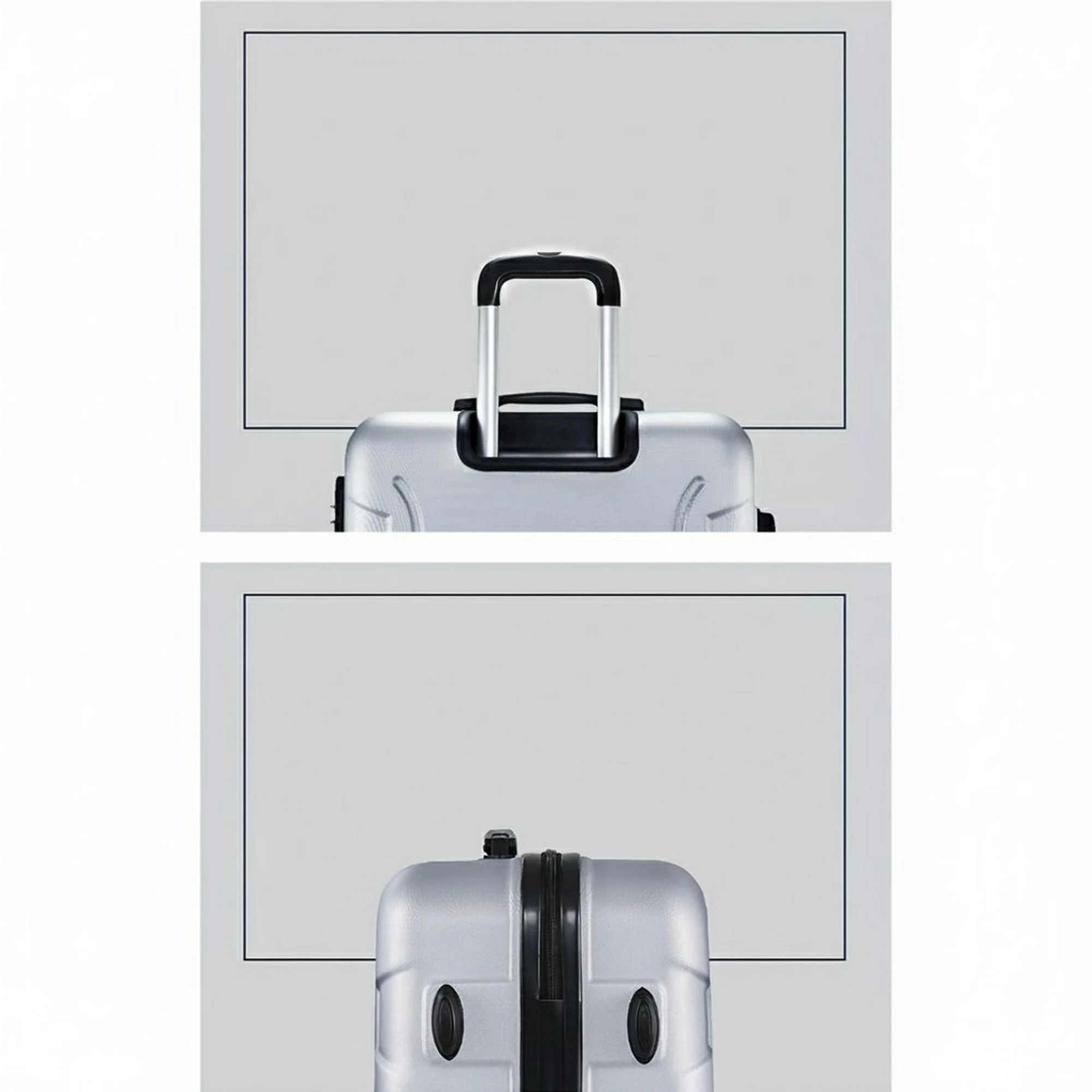 3 Wanderlite 3pc Luggage Trolley Travel Suitcase Set TSA Hard Case Shell Strap - Silver, 3 of 5