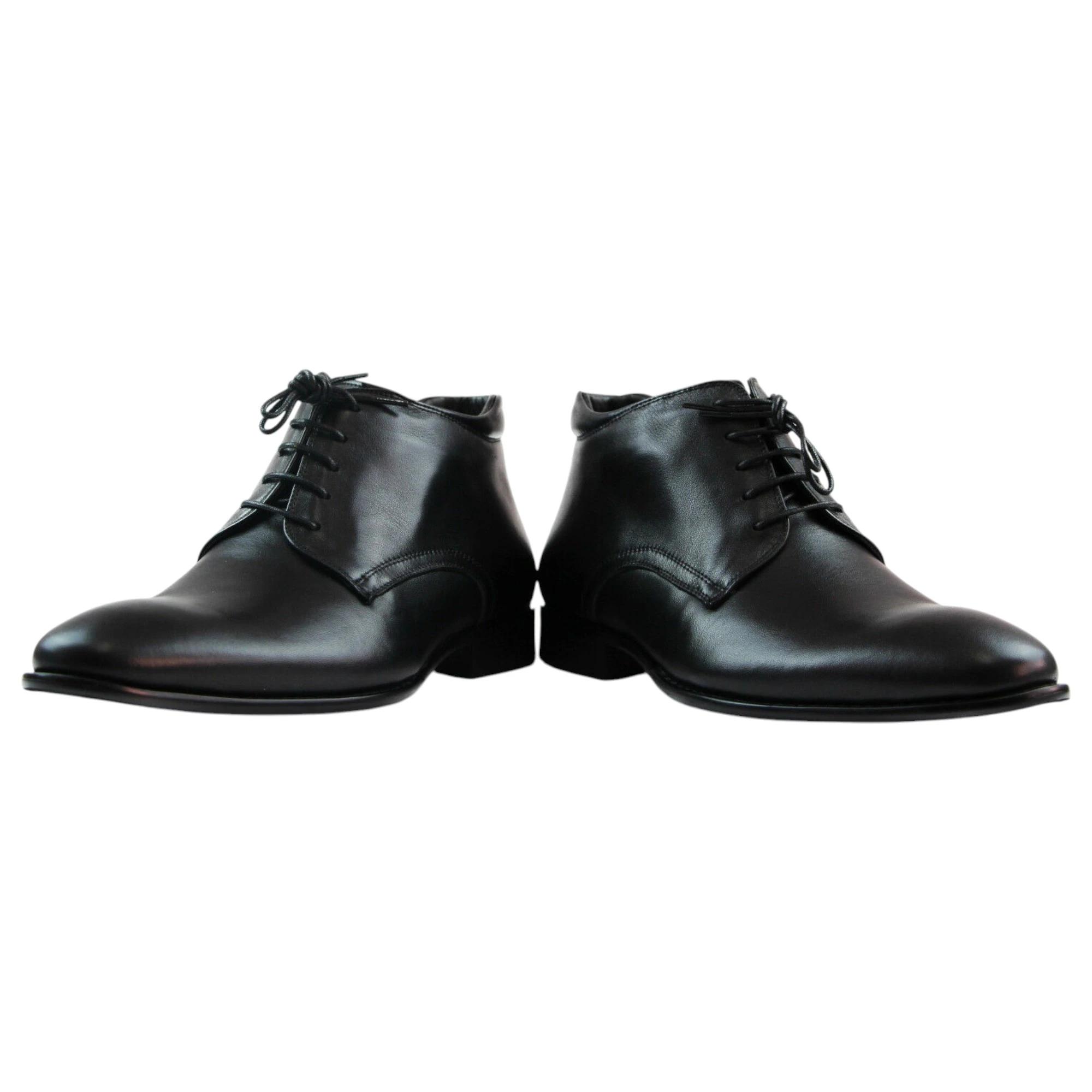 4 Zasel Mens Cosmo Formal Leather Lace Up Dress Casual Wedding Boots BLACK, 4 of 4