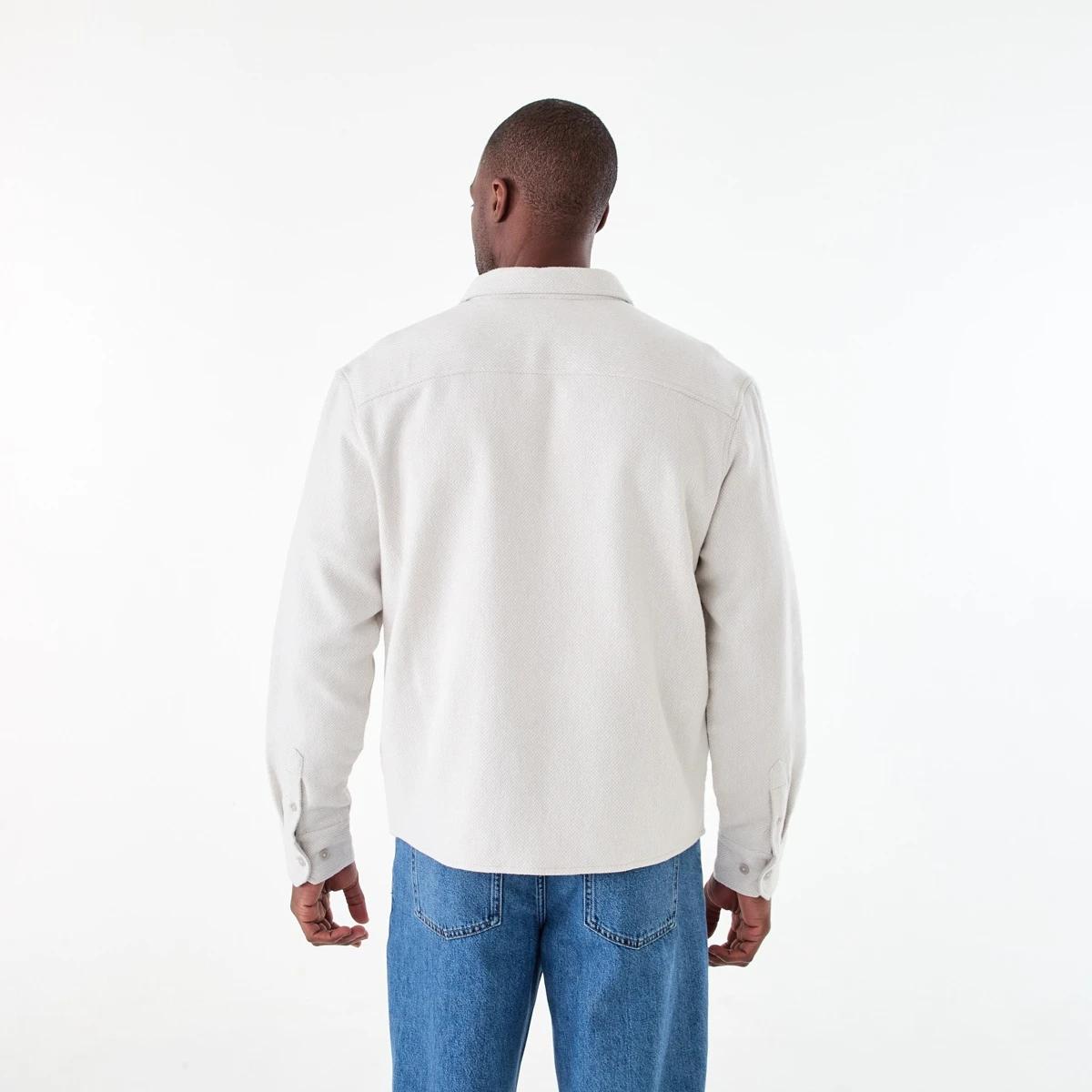 4 Long Sleeve Jacquard Overshirt STRING BEIGE, 4 of 7