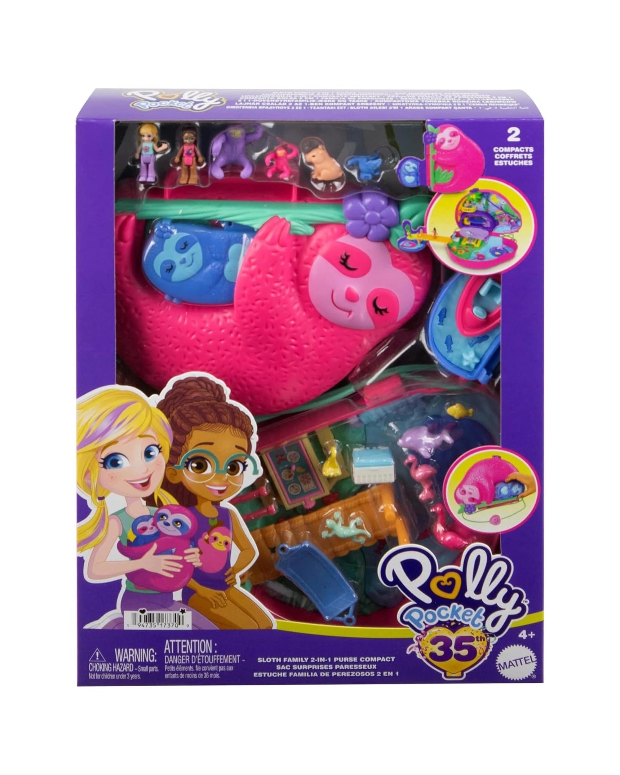 2 Polly Pocket 35th Anniversary 2-in-1 Sloth Family Compact Playset, 2 of 7