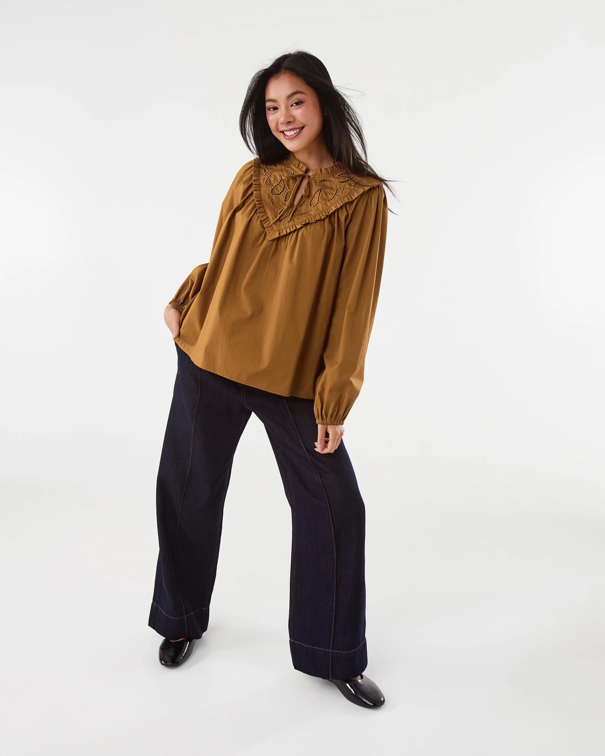 2 Long Sleeve Cutwork Detail Top Harvest, 2 of 6