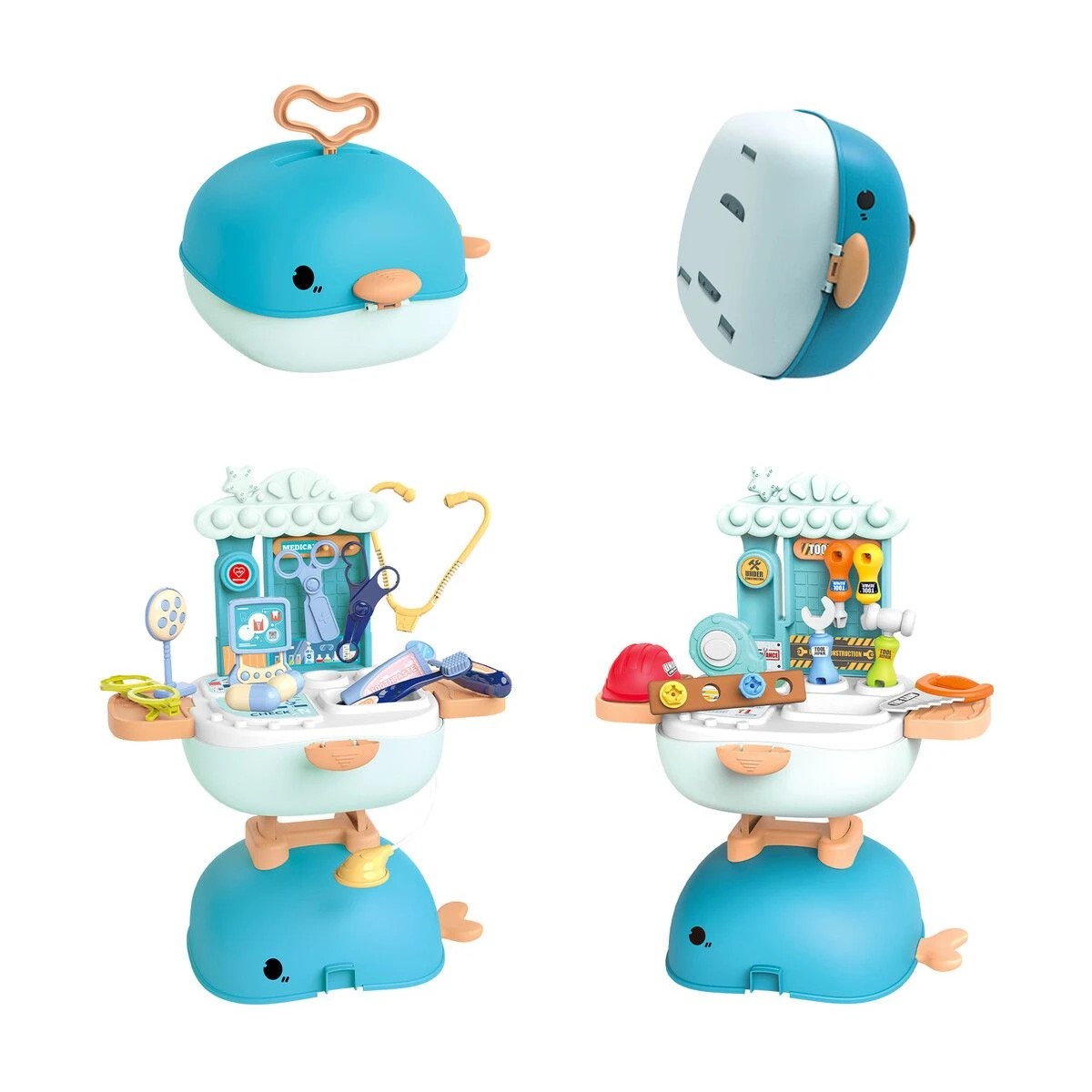 6 AUSWAY 4 In 1 Pretend Toy Doctor Kit Dentist Medical Tools Work Bench, 6 of 6