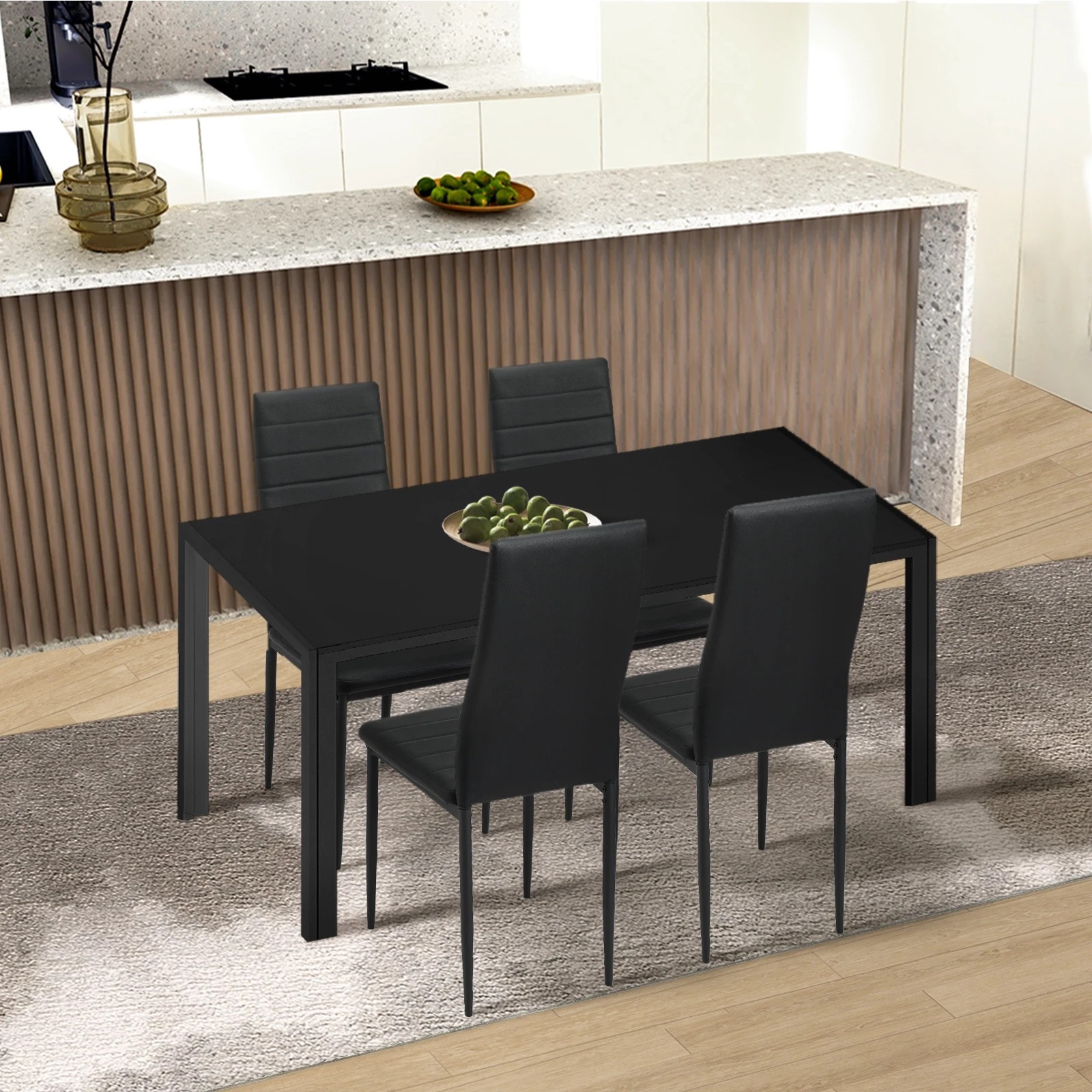 3 Oikiture 120cm Dining Table Rectangular Kitchen Table With Metal Leg
 - Black, 3 of 9