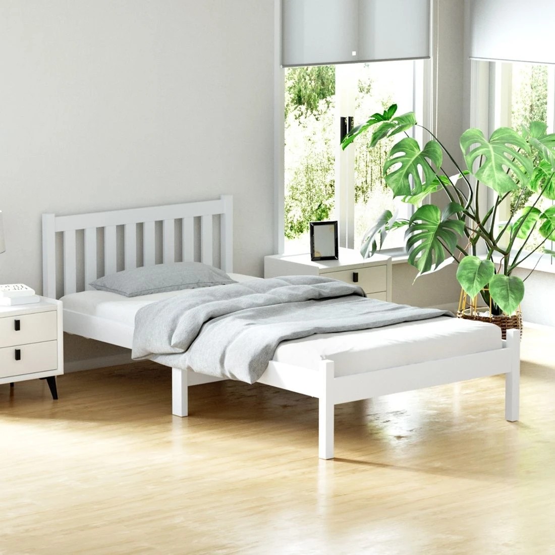 3 Artiss Bed Frame King Single Size - White, 3 of 10
