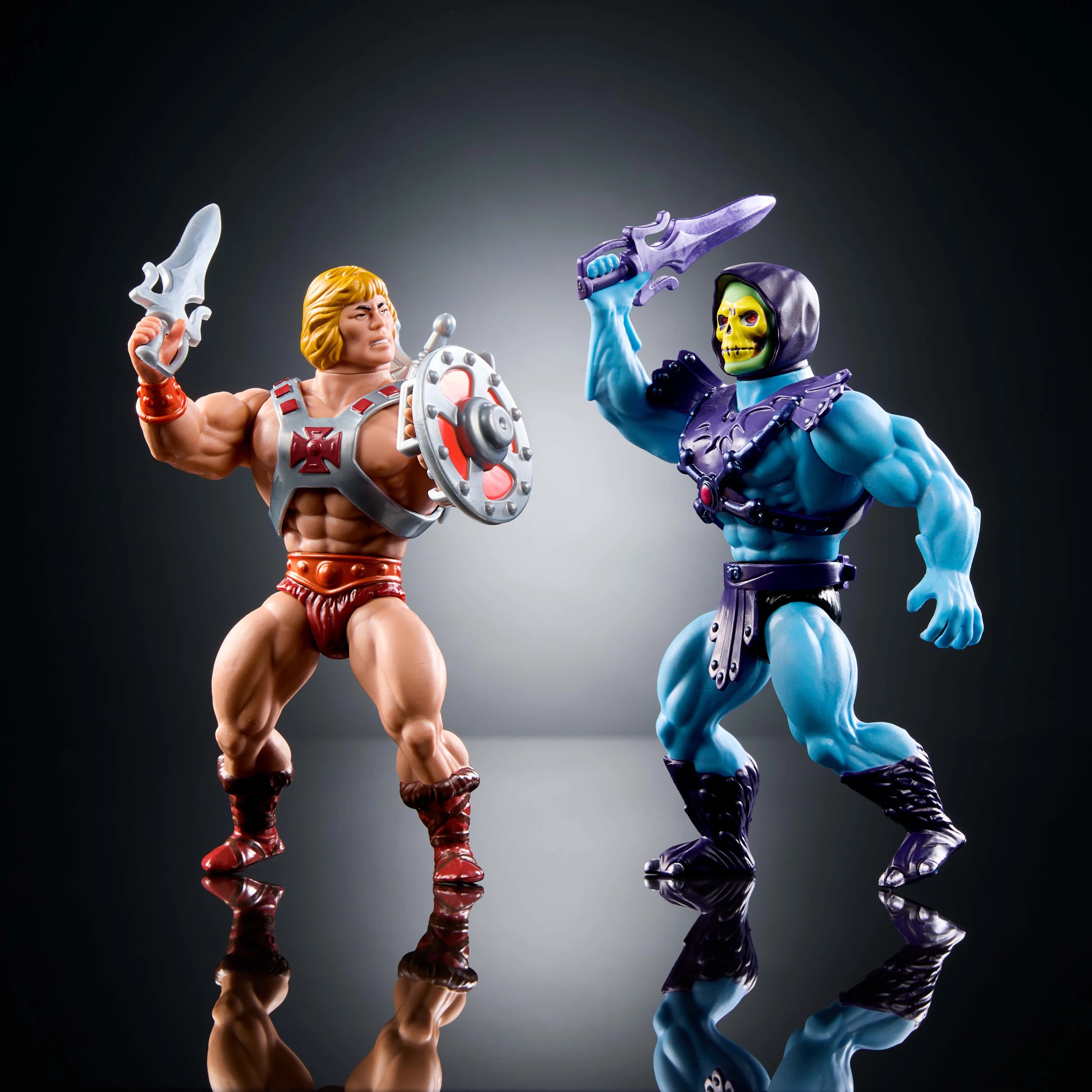 3 2 Pack Masters of the Universe Origins Retro Mattel 80th Anniversary Punching He-Man and Skeletor, 3 of 6