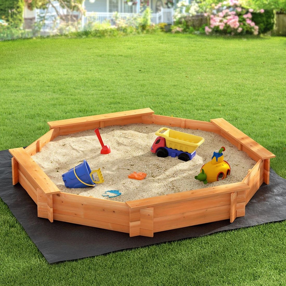 3 Keezi Kids Sandpit 182cm - Natural, 3 of 7