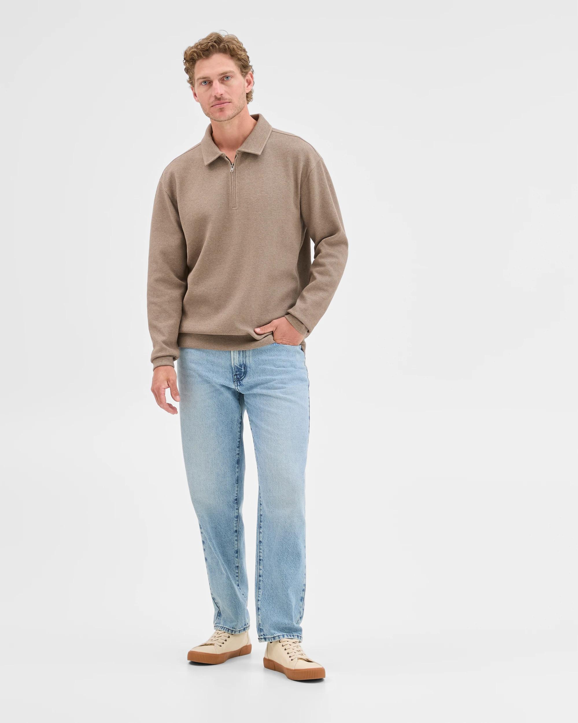 5 Target Man Australian Cotton Blend Textured Fleece 1/4 Zip Collared Top ROCK, 5 of 7