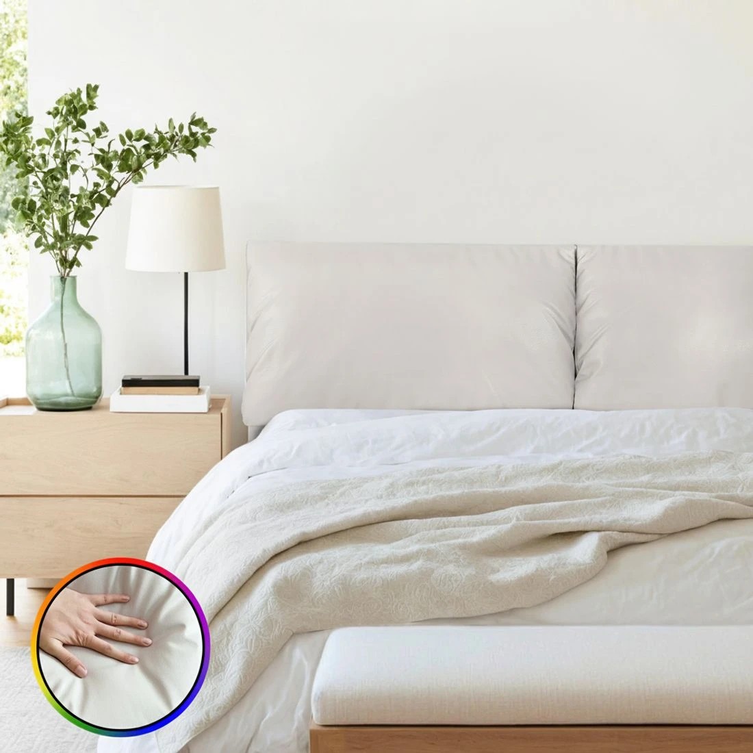 5 Artiss Queen Bed Frame RGB LED Floating Beds Adjustable Headboard - White, 5 of 9