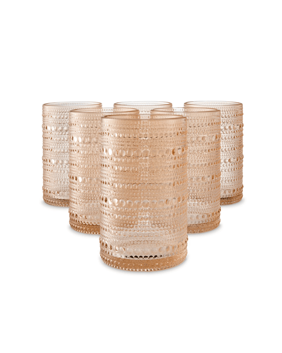 6 Amber Pearl Highball Glasses