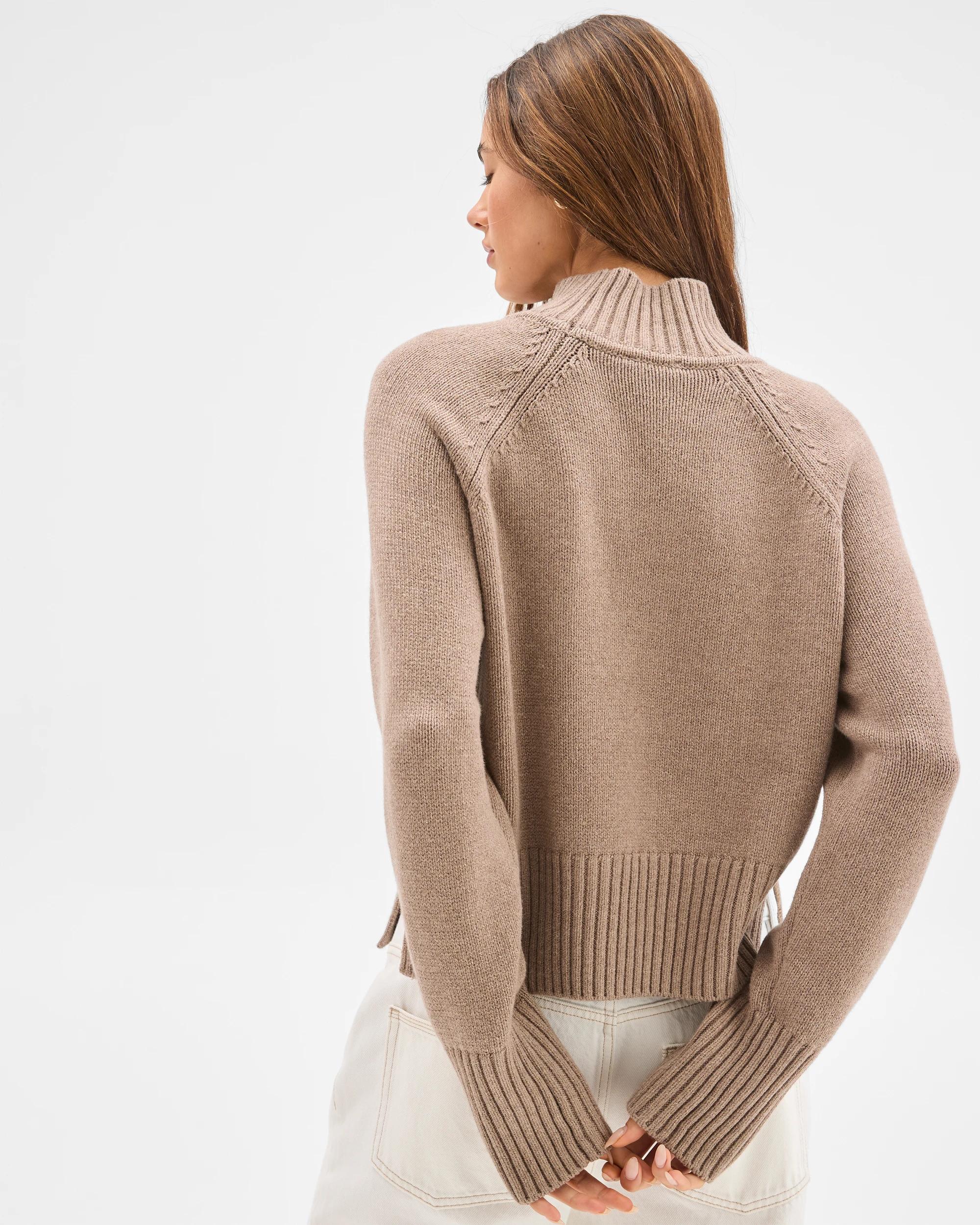 6 Lily Loves Australian Cotton Blend High Neck Knit Jumper COCOA MARLE, 6 of 6