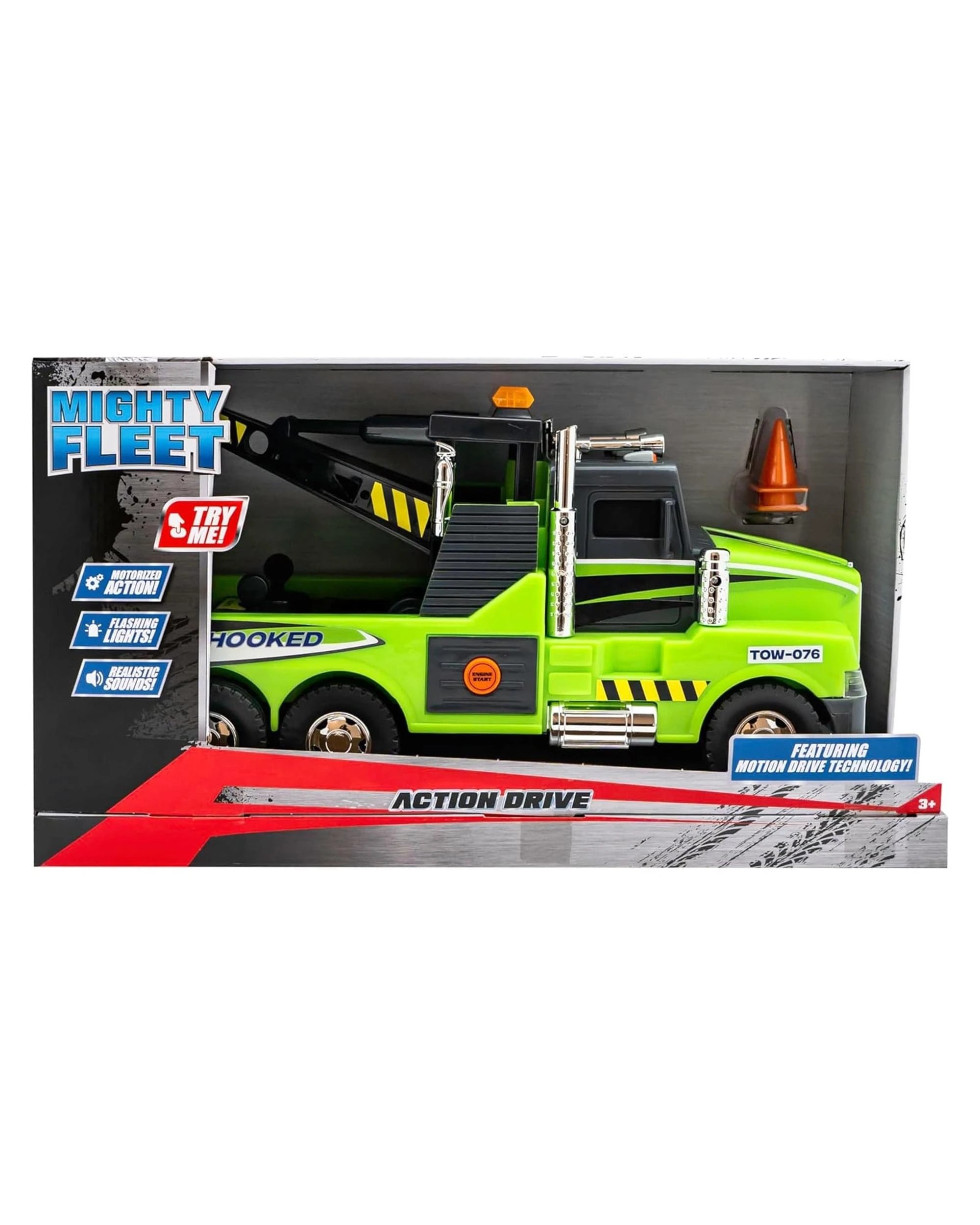 5 Mighty Fleet Action Drive Tow Truck 16 inch Vehicle - Green, 5 of 6
