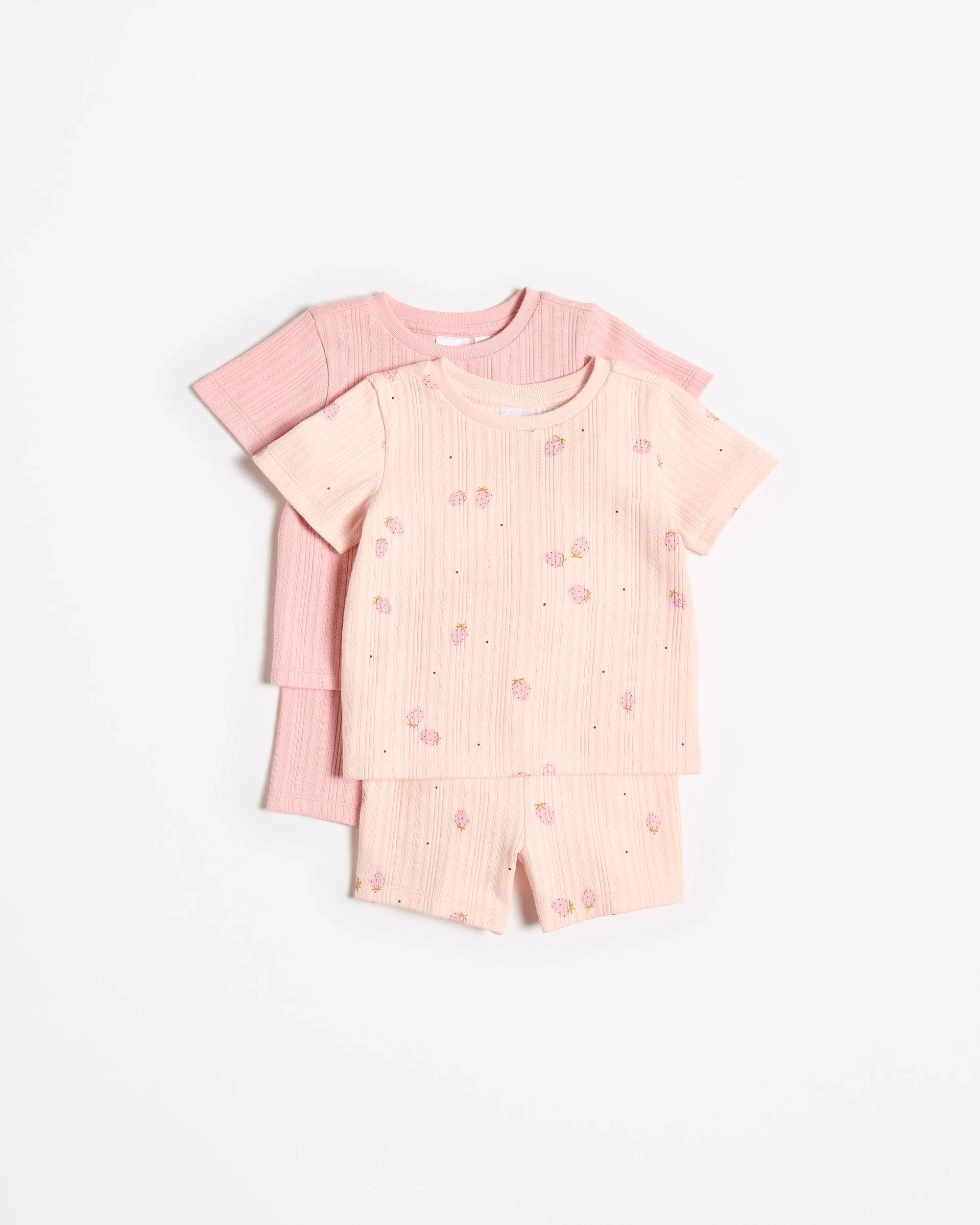1 Target Baby Baby Organic Cotton Pointelle Rib Pyjama Set - 2 Pack STRAWBERRY PINK, 1 of 5
