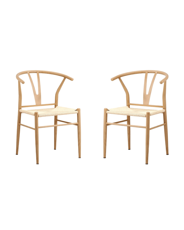 Oikiture 2x Dining Chair Metal Hans Wegner Chair Wishbone Cafe Lounge
 - B